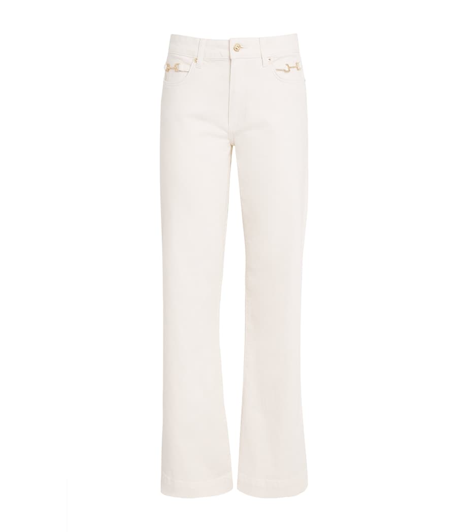 PAIGE Womens Leenah Wide-Leg Jeans Tonal Ecru Image 1