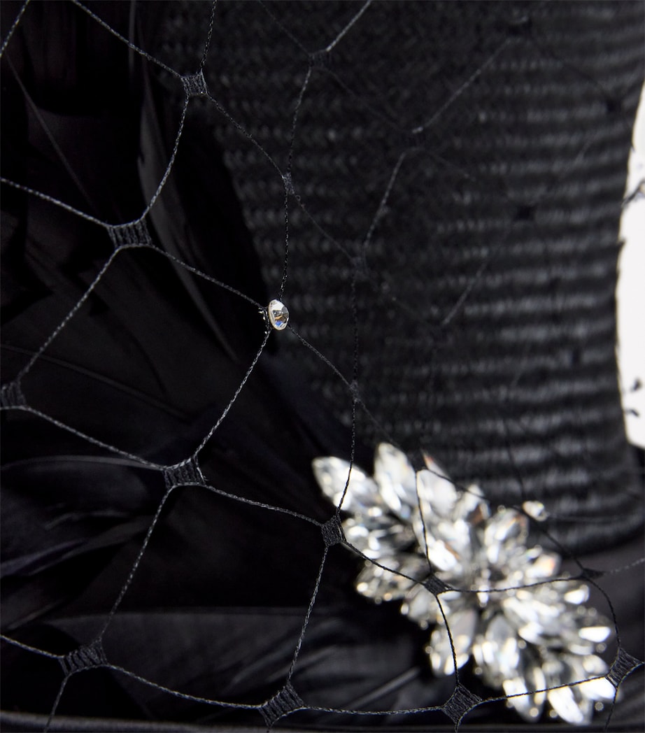 Feathered Veil Top Hat Fascinator BLACK Image 5
