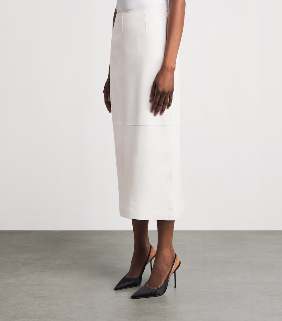 Lafayette 148 Womens Lambskin Midi Skirt White Image 4