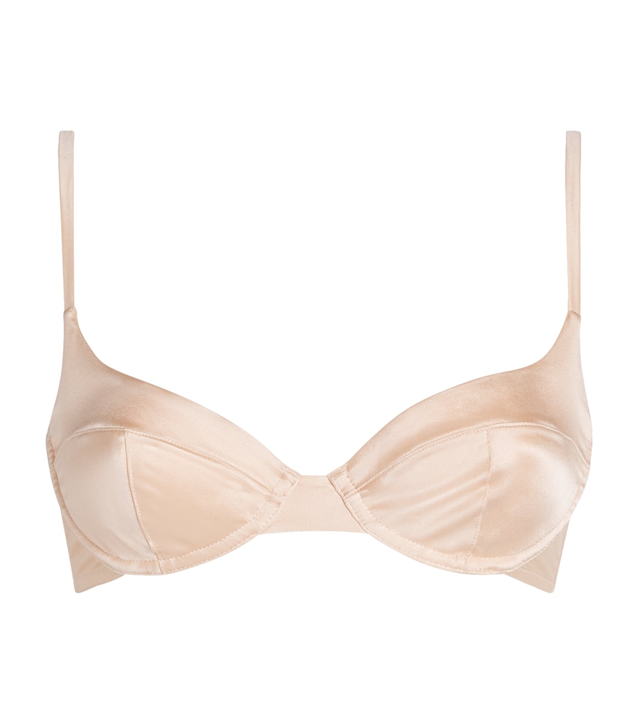 Kiki de Montparnasse Womens Stretch-Silk Tous Les Jours Demi Bra Blush Image 1