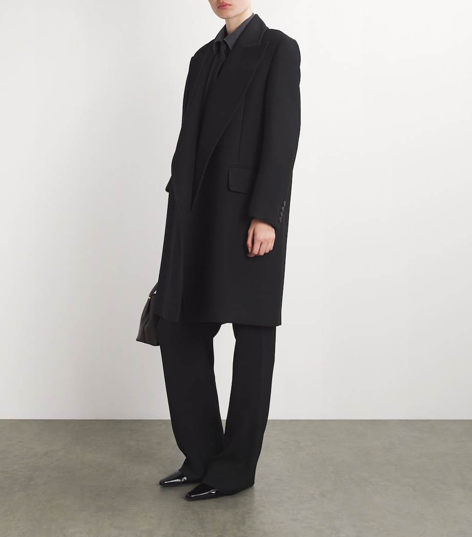 Wool-Silk Tailored Coat BLACK Image 2