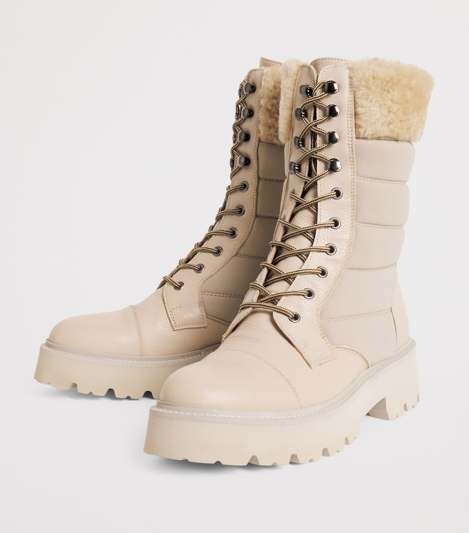 Leather Shearling-Trim Ankle Boots SABBIA Image 3