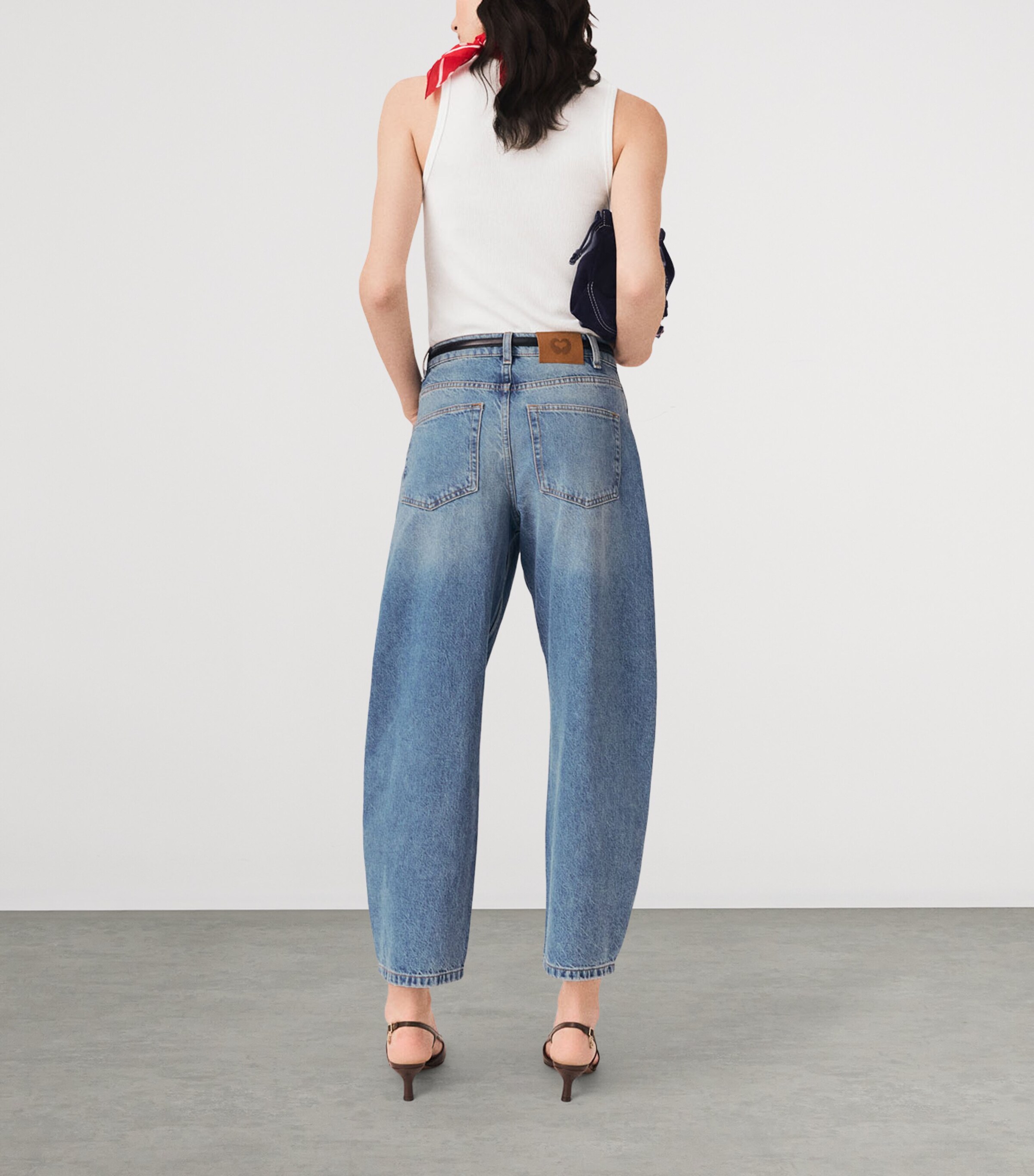 Maje Womens Cropped Barrel Jeans Blue Image 4