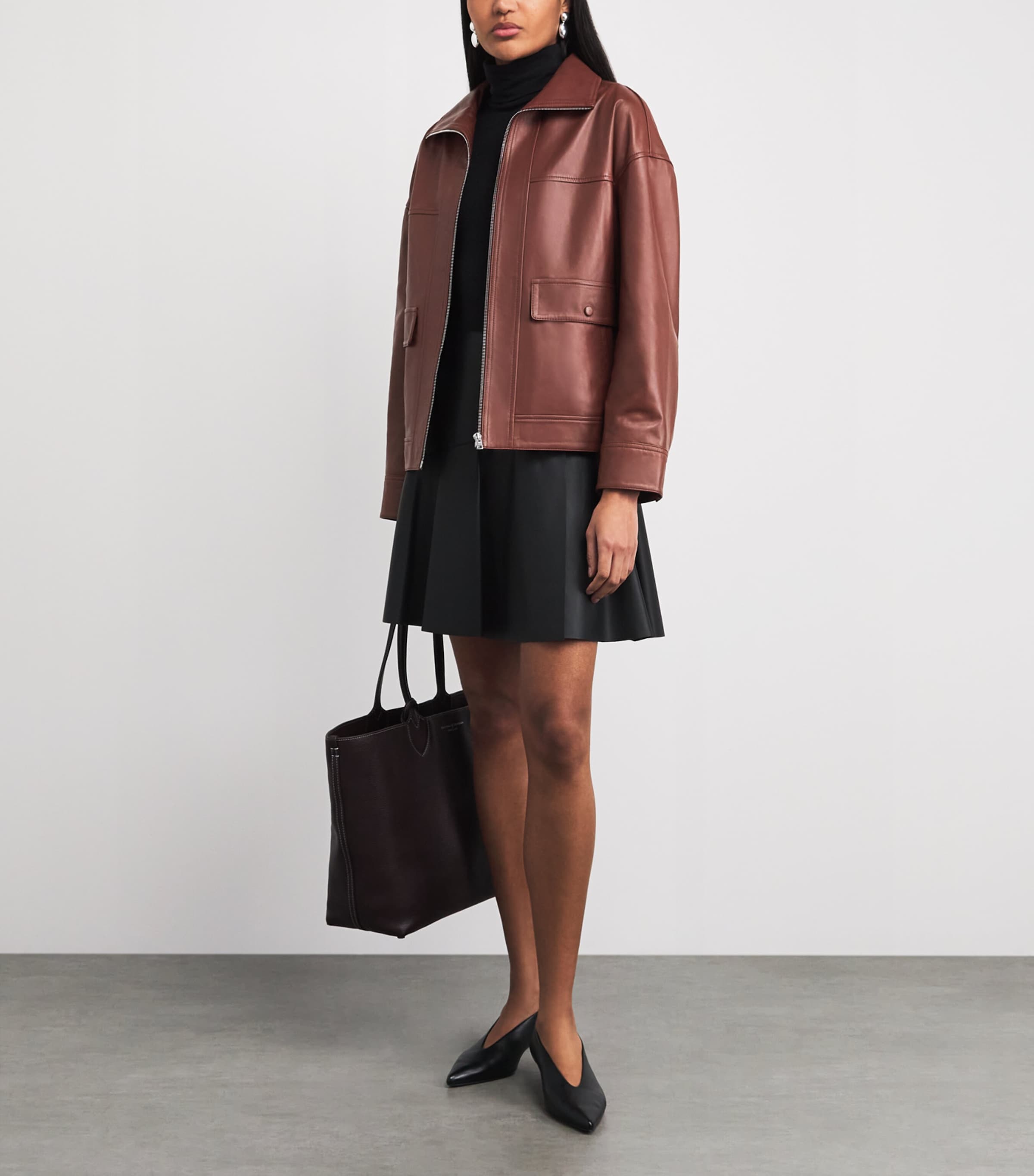 Yves Salomon Womens Lambskin Zip-Up Jacket Image 2