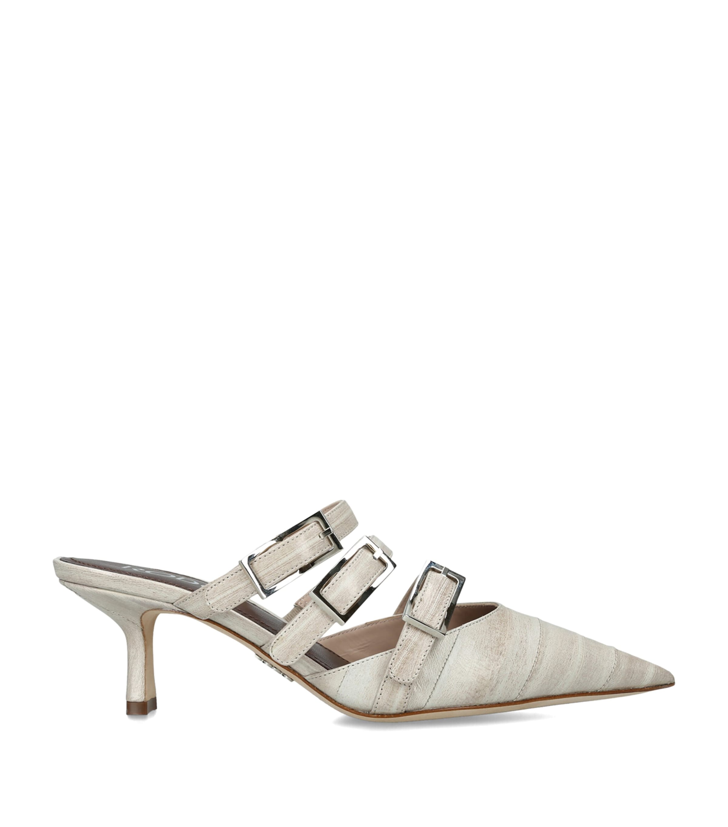 Rodo Leather Paige Heeled Mules 55 In Beige
