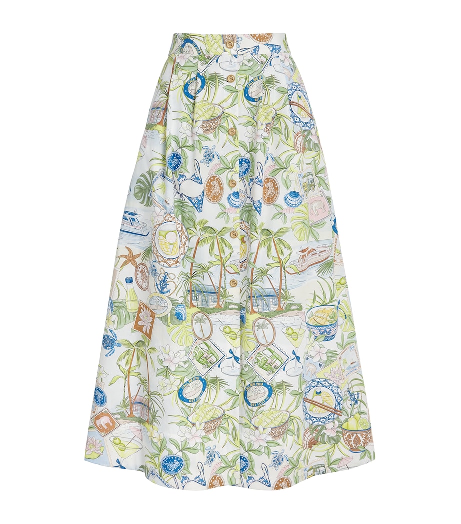 Maje Womens Postcard Print Maxi Skirt Postcard Print Image 1