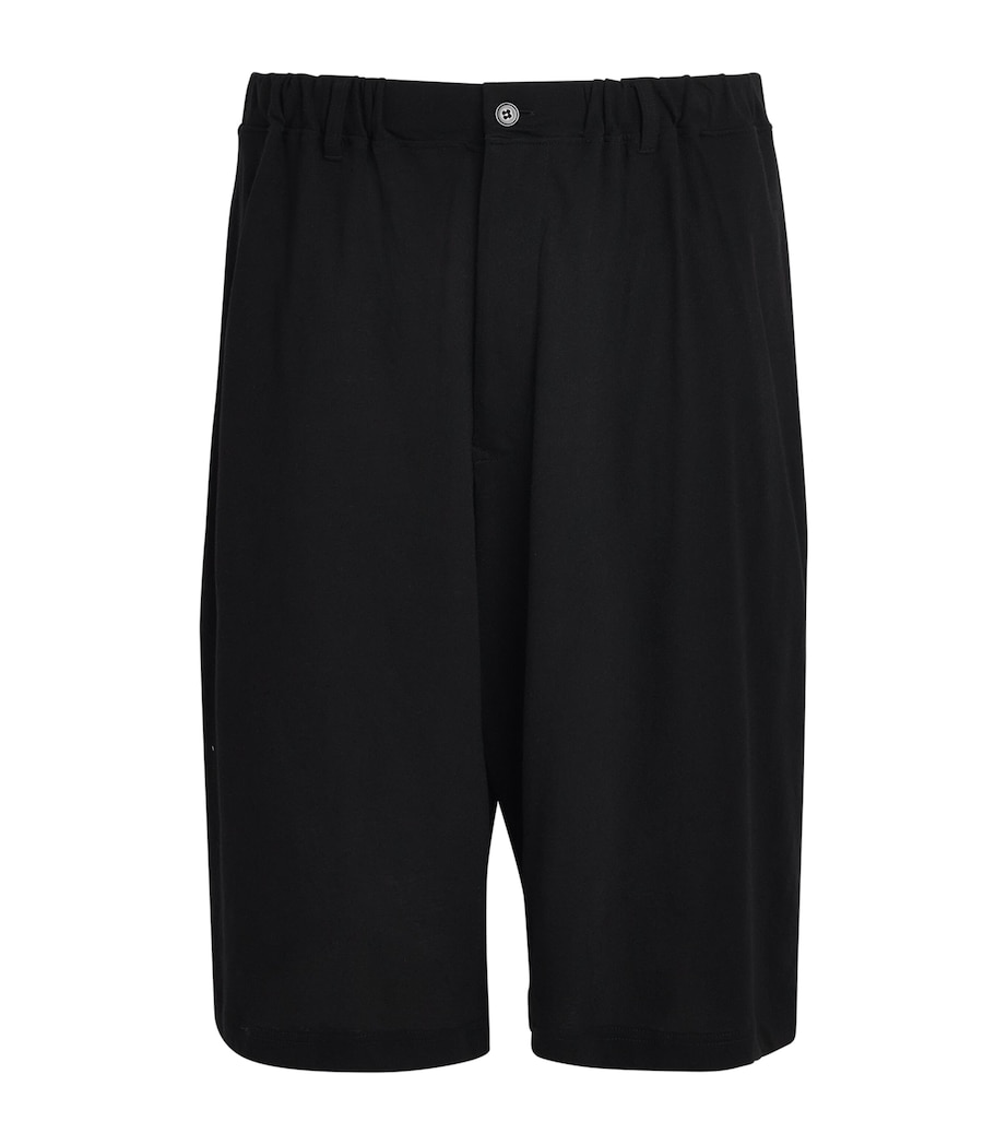 Yohji Yamamoto Mens Cotton-Linen Elasticated Shorts Black Image 1