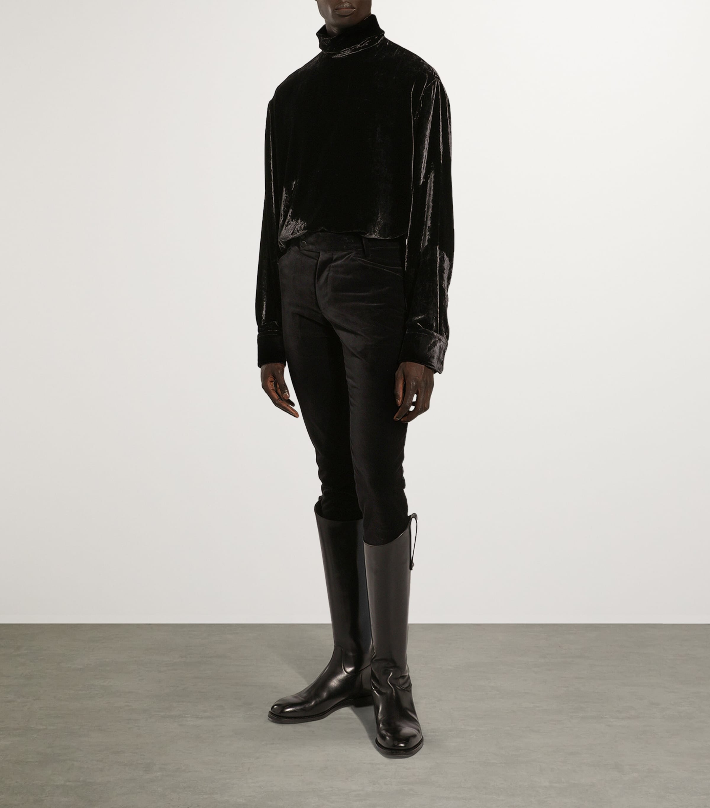 Velvet High-Neck Shirt N0000-BLACK Image 5