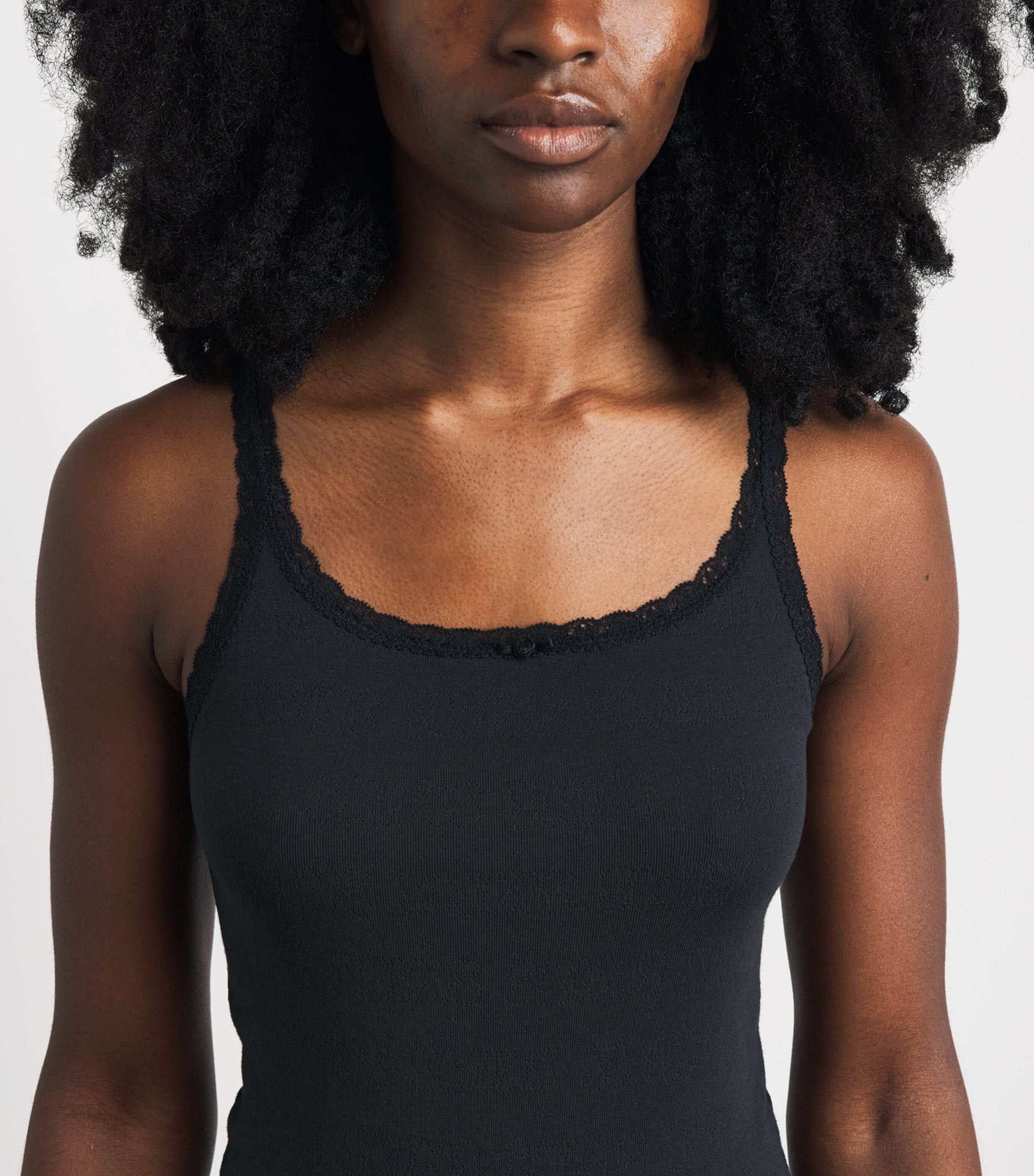 Skims Womens Pointelle Cami Pyjama Top Onyx Image 3