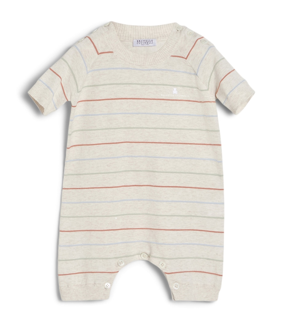 Brunello Cucinelli Kids Stripe Playsuit (3-18 Months) Image 1
