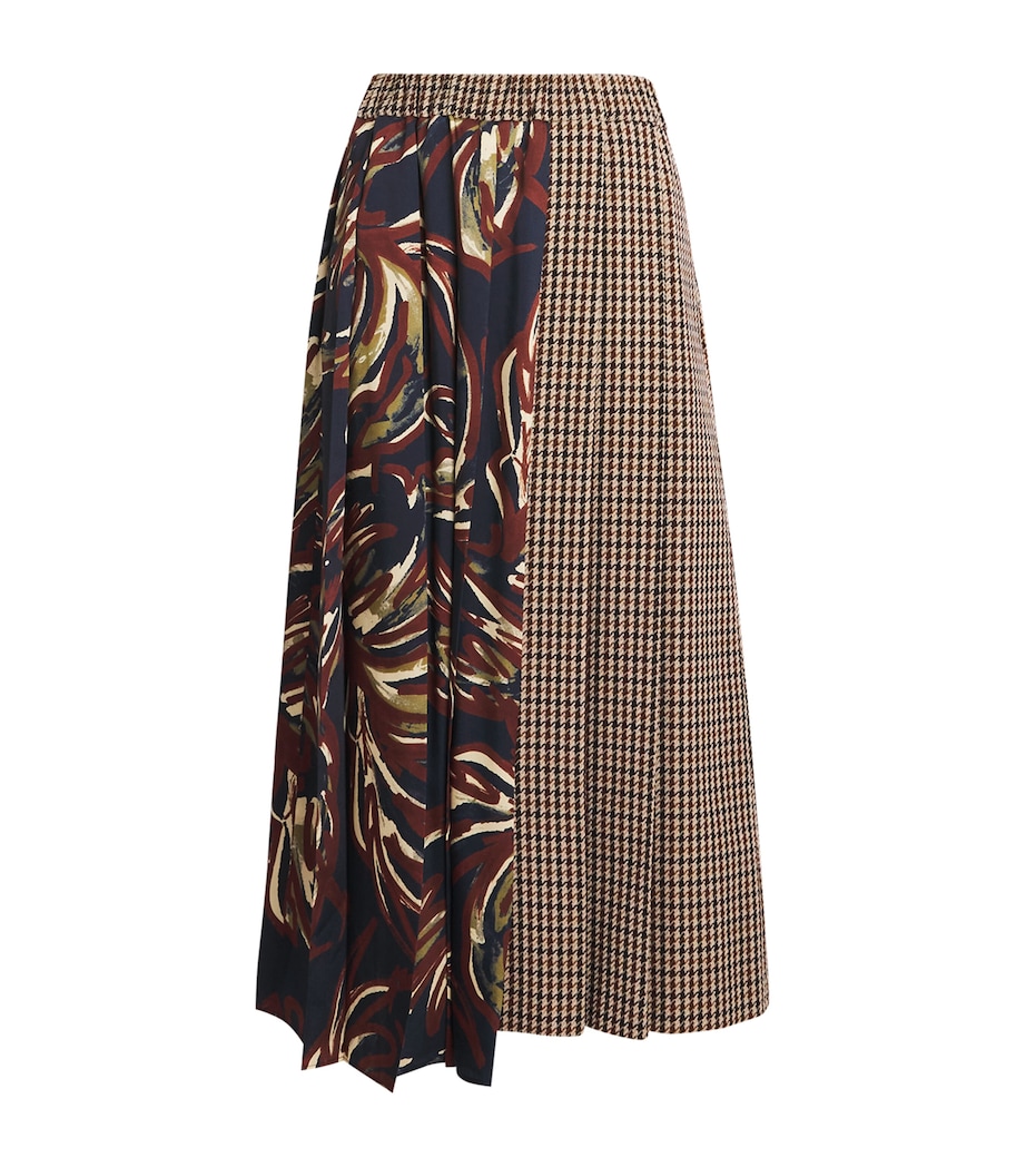 Pleated Panelled Midi Skirt WINE-COLOURED Image 1