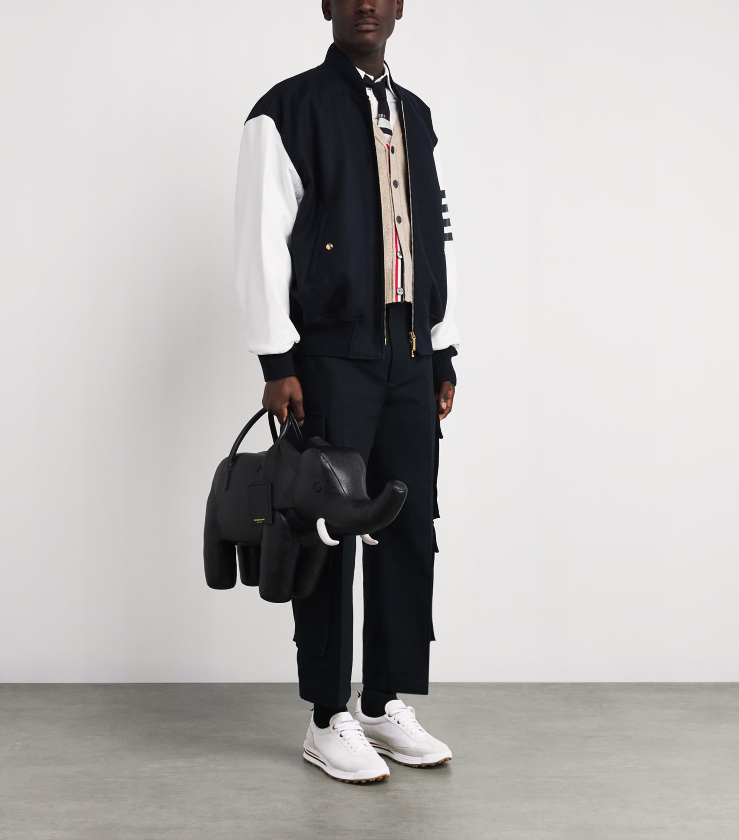 Thom Browne Suede-Trim Technical Tricolour Sneakers White Image 6