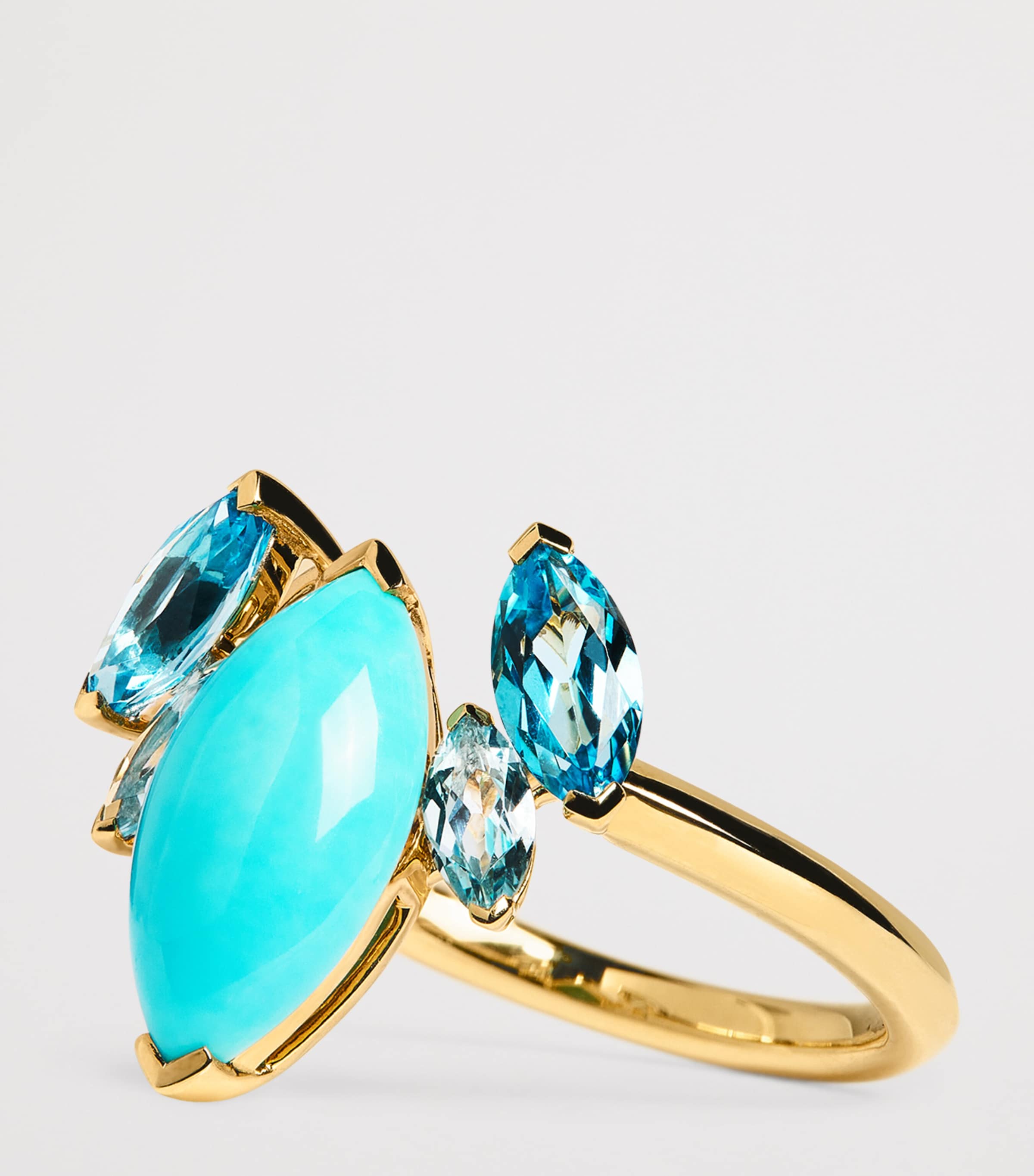 Yellow Gold, Topaz and Turquoise Batik Ring YELLOW GOLD Image 6