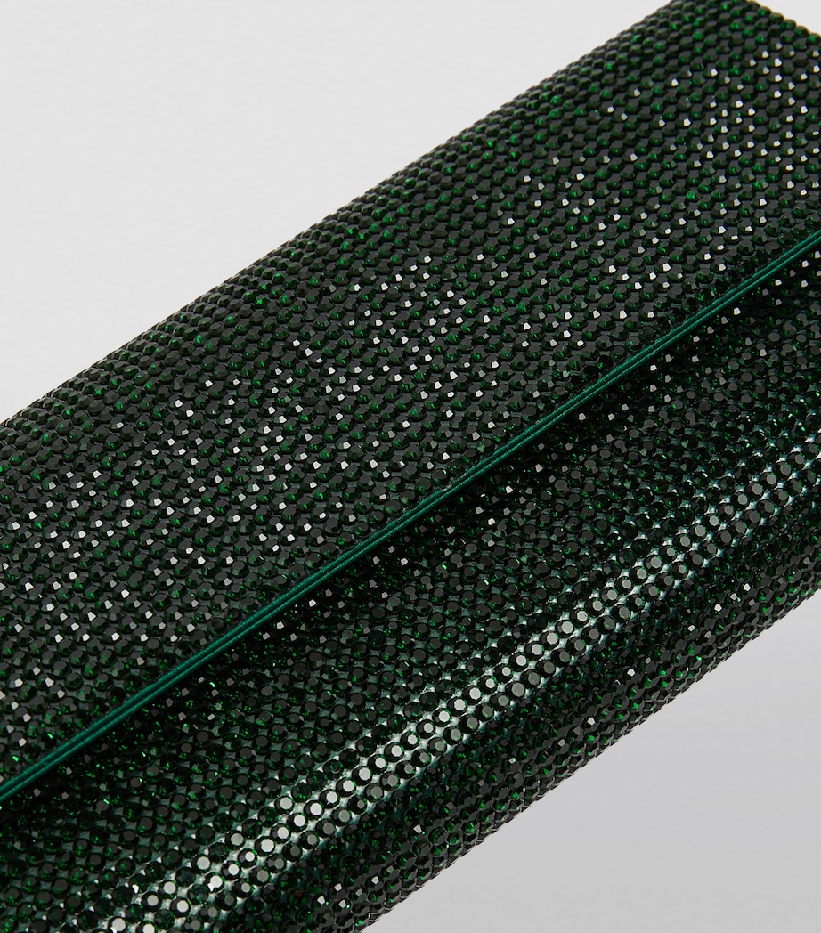 Satin Crystal-Embellished Perry Clutch Bag SEMER-SILVER EMERALD Image 3