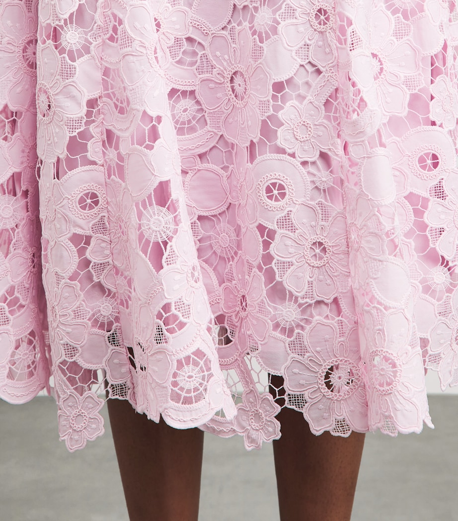 Self-Portrait Womens Lace Scoop-Back Midi Dress Pink Image 3