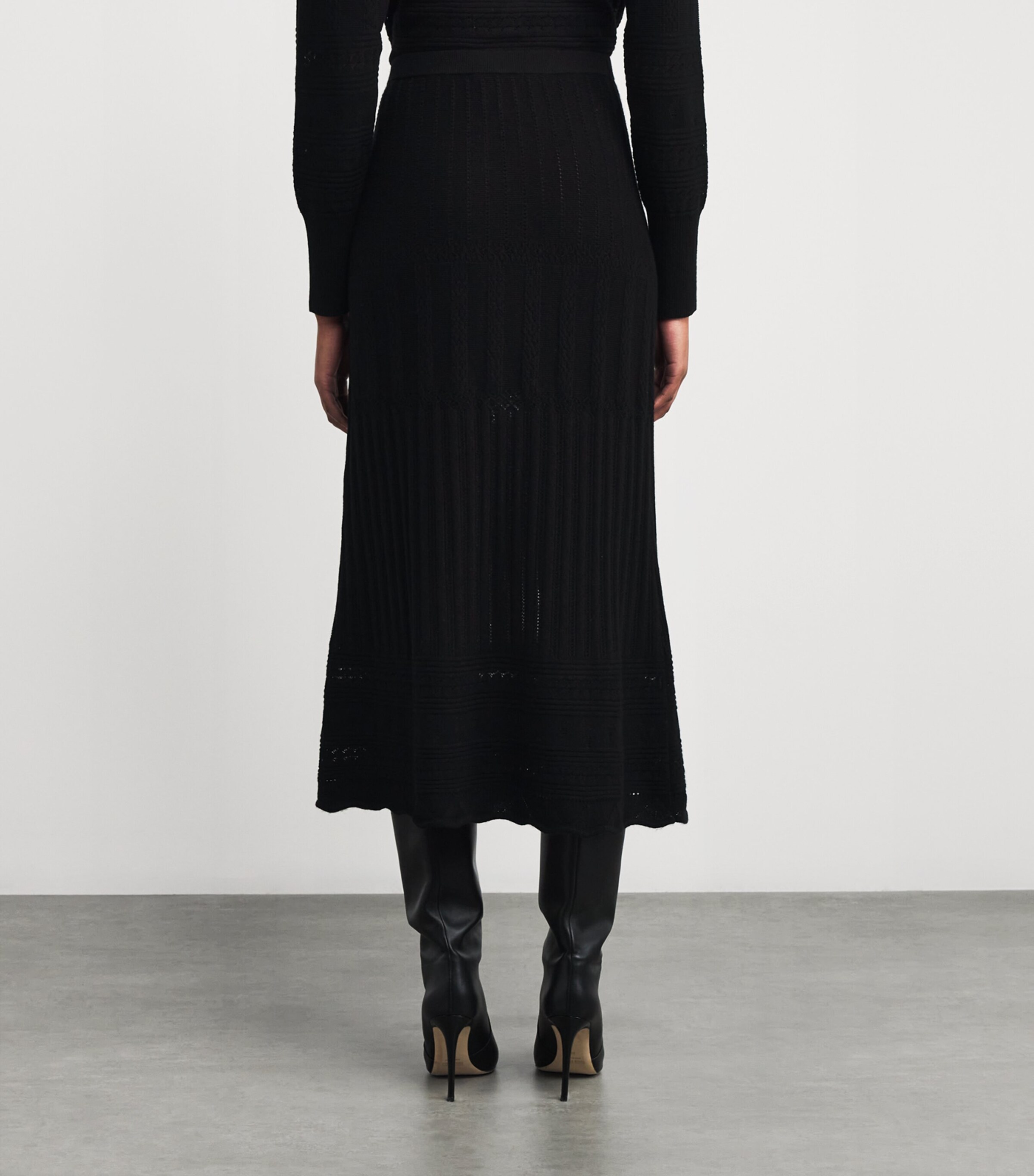 Wool-Cashmere Rythmée Maxi Skirt 1001 NOIR Image 4