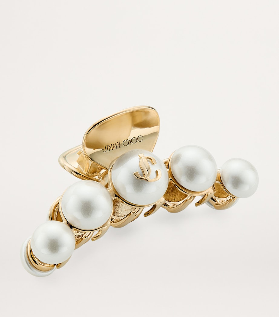Crystal-Embellished Claw Hair Clip WHITE/GOLD Image 2