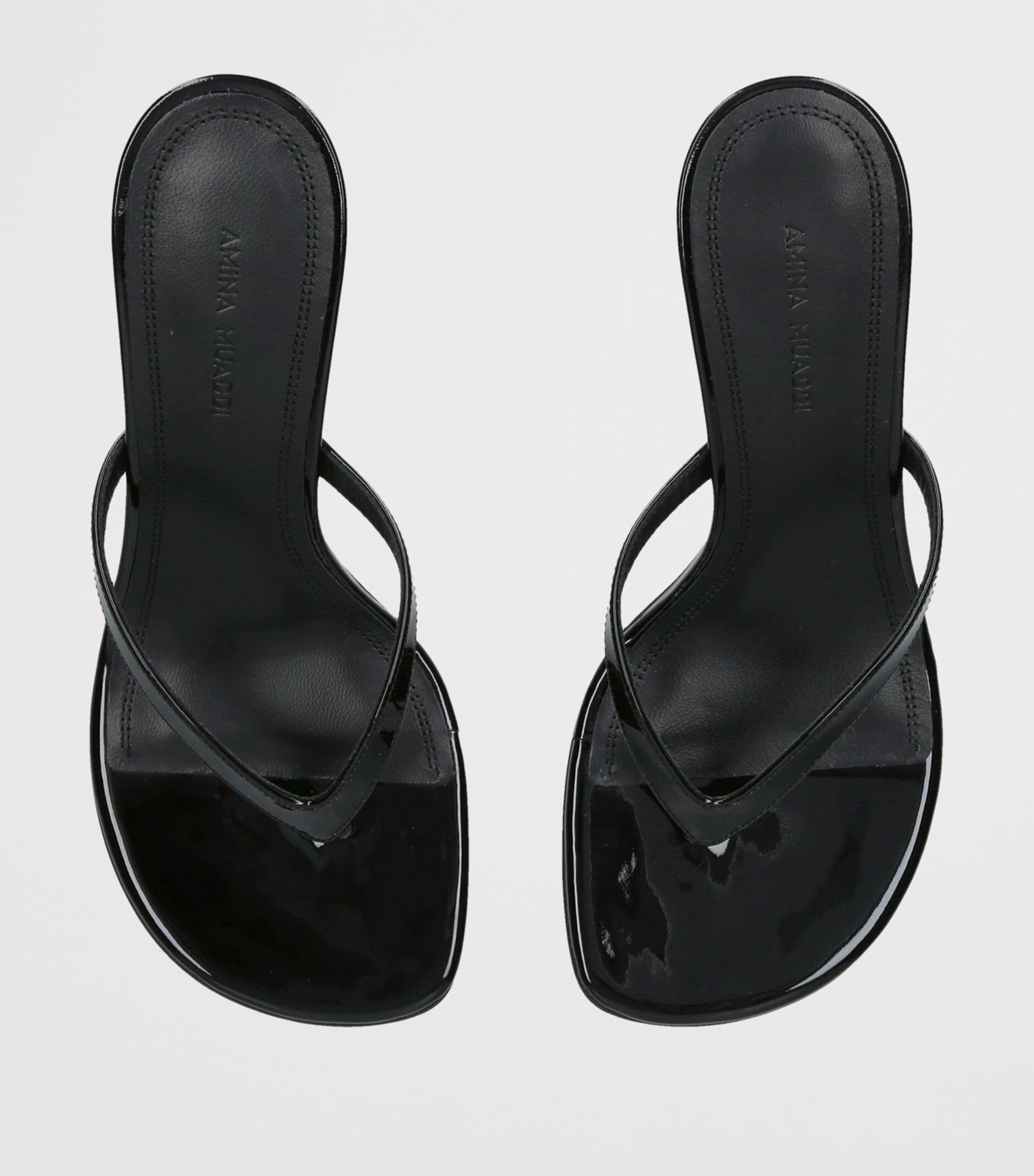 Amina Muaddi Patent Leather Juliette Heeled Sandals 70 Black Image 4
