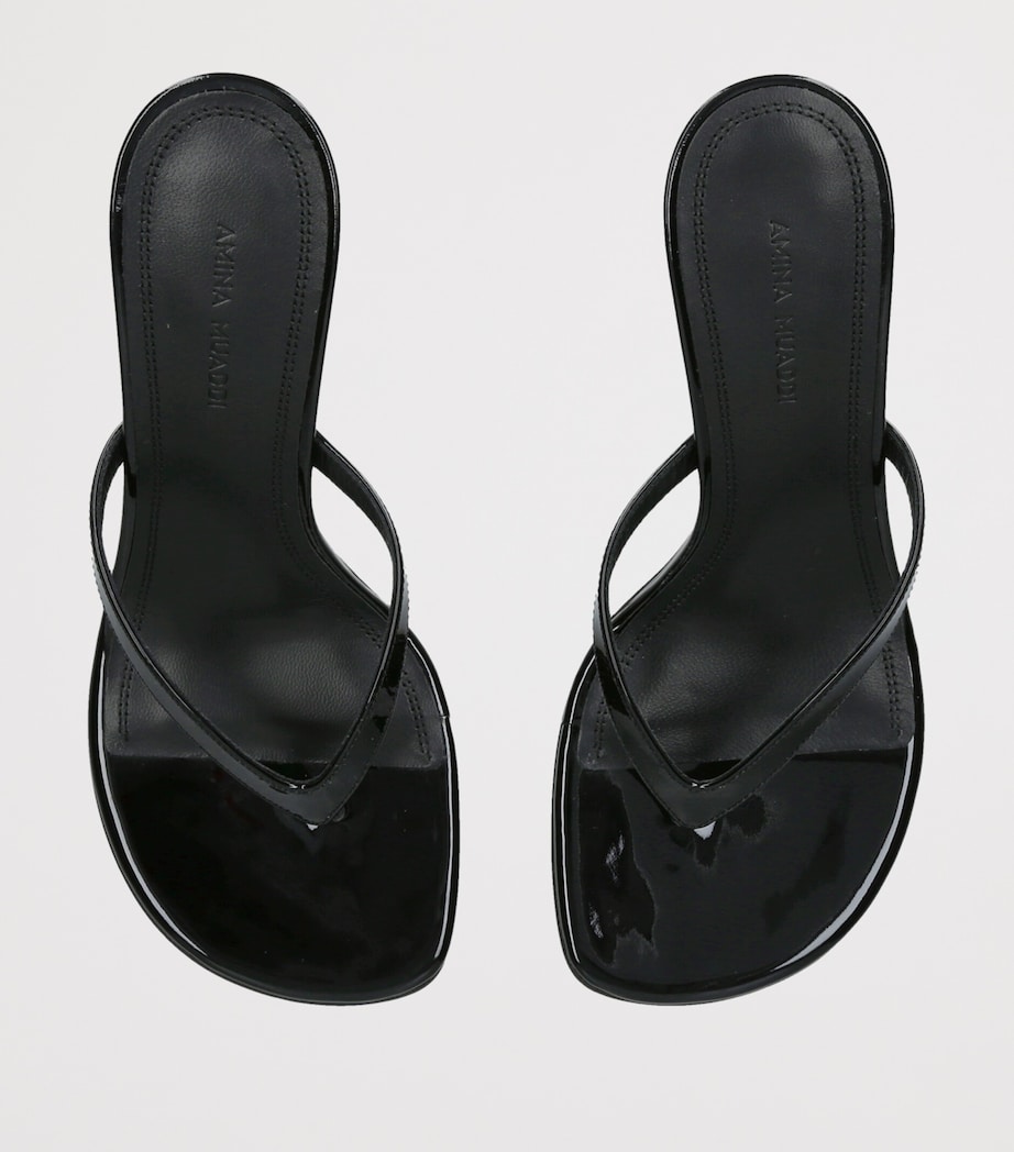 Amina Muaddi Patent Leather Juliette Heeled Sandals 70 Black Image 4