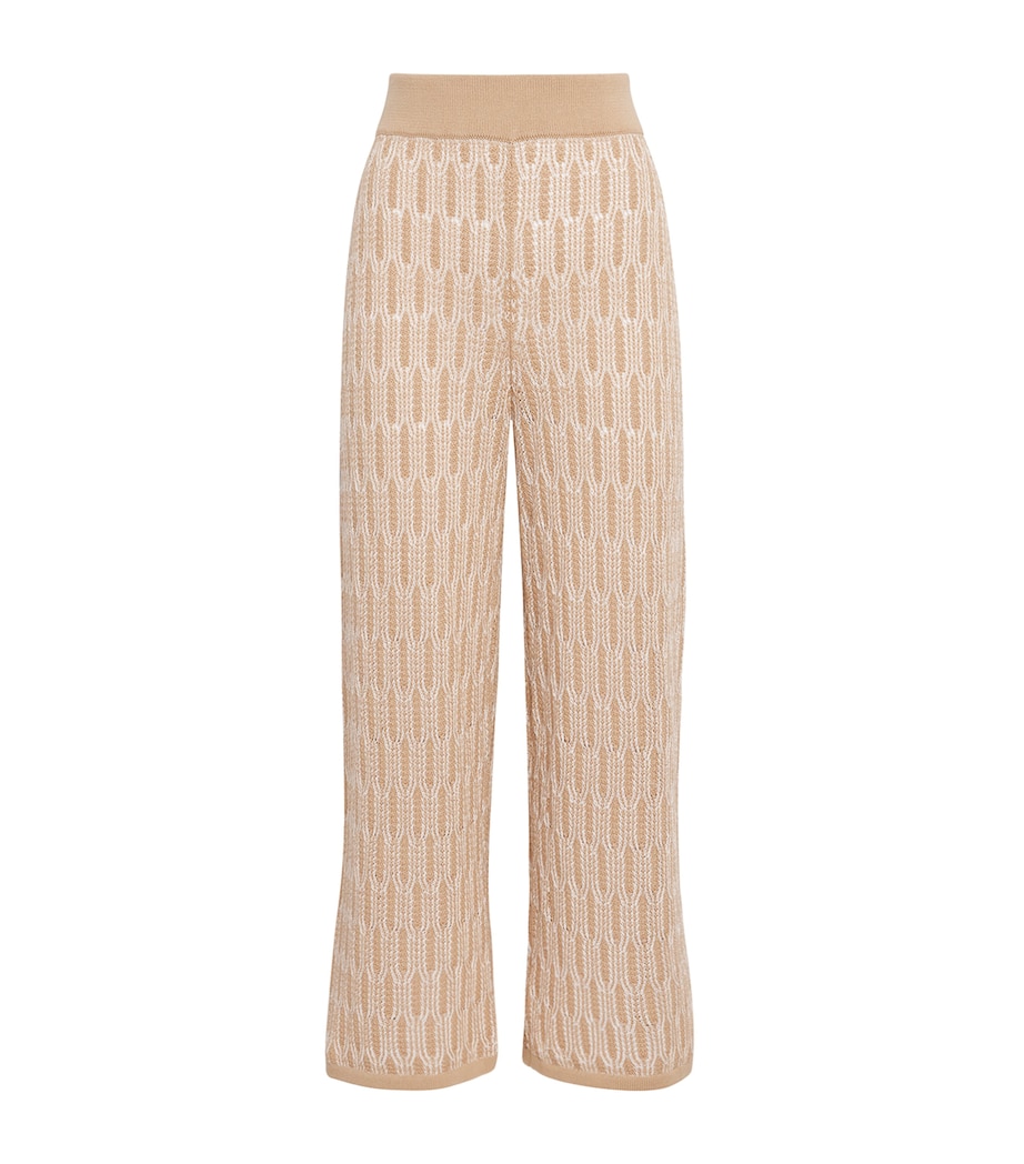 Lafayette 148 Womens Cotton Lace-Knit Wide-Leg Trousers Natum Natural Multi Image 1