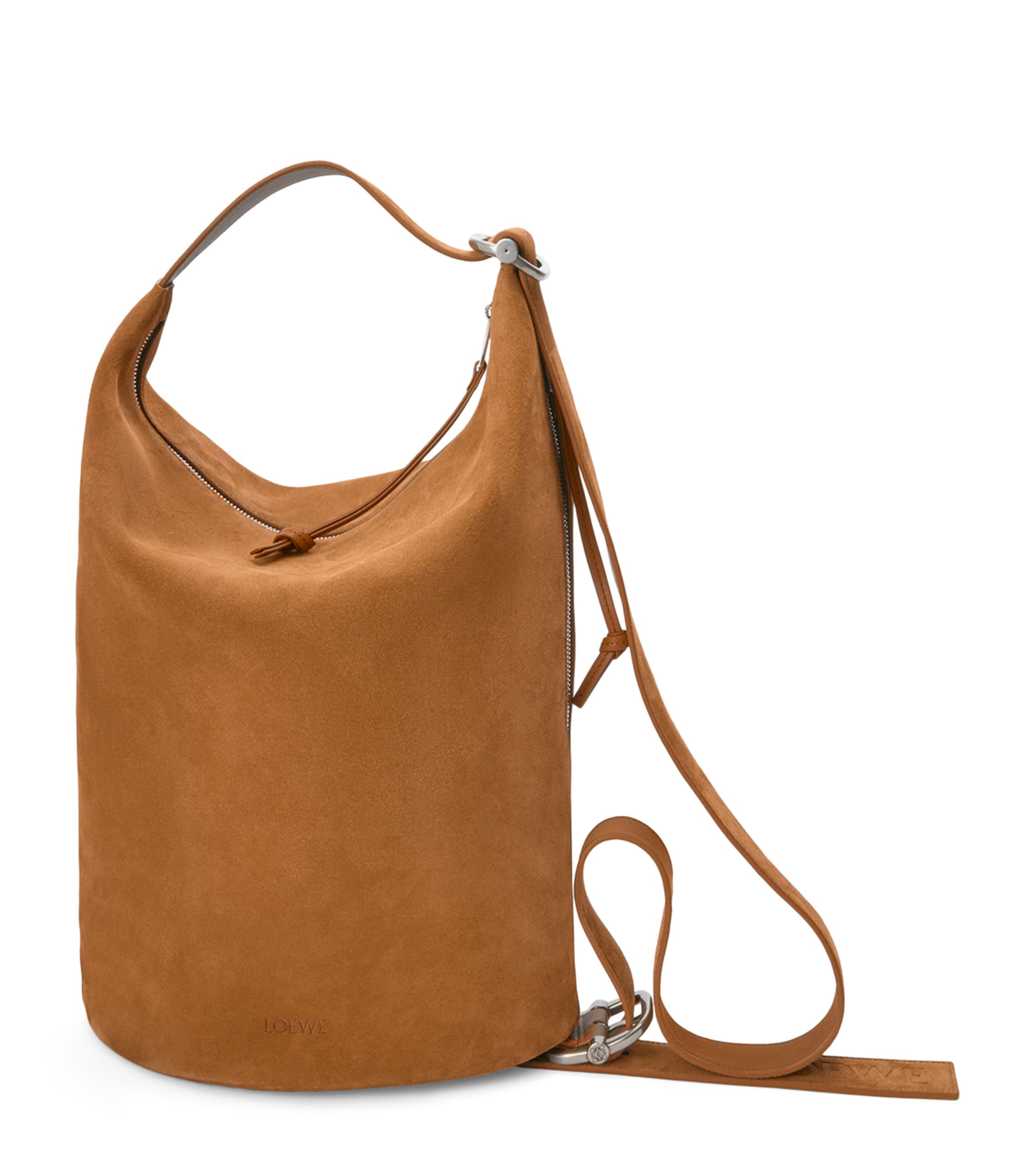 Medium Suede Loop Bucket Bag TOBACCO Image 1