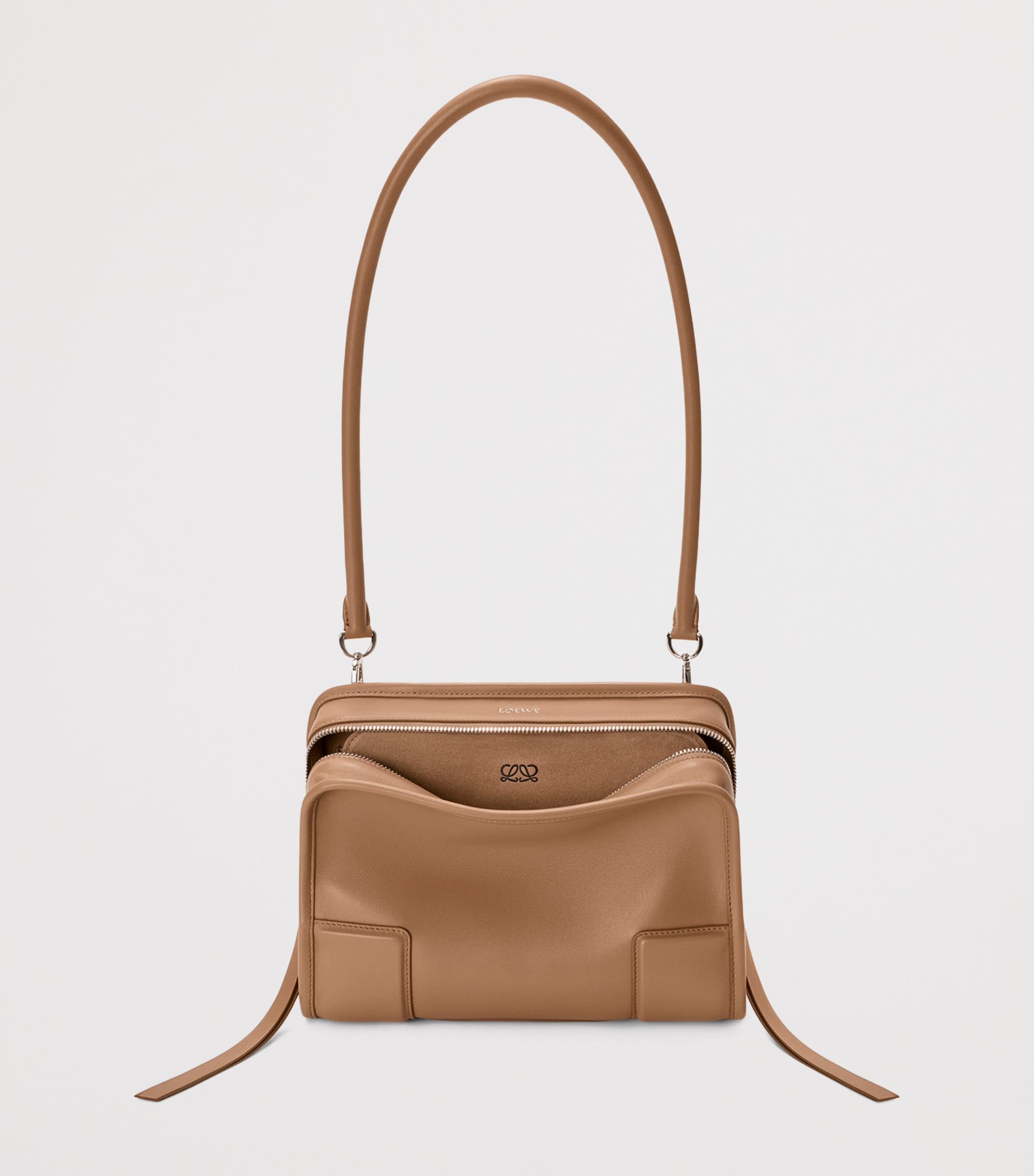 LOEWE Small Leather Amazona 180 Top-Handle Bag Mocha Image 5