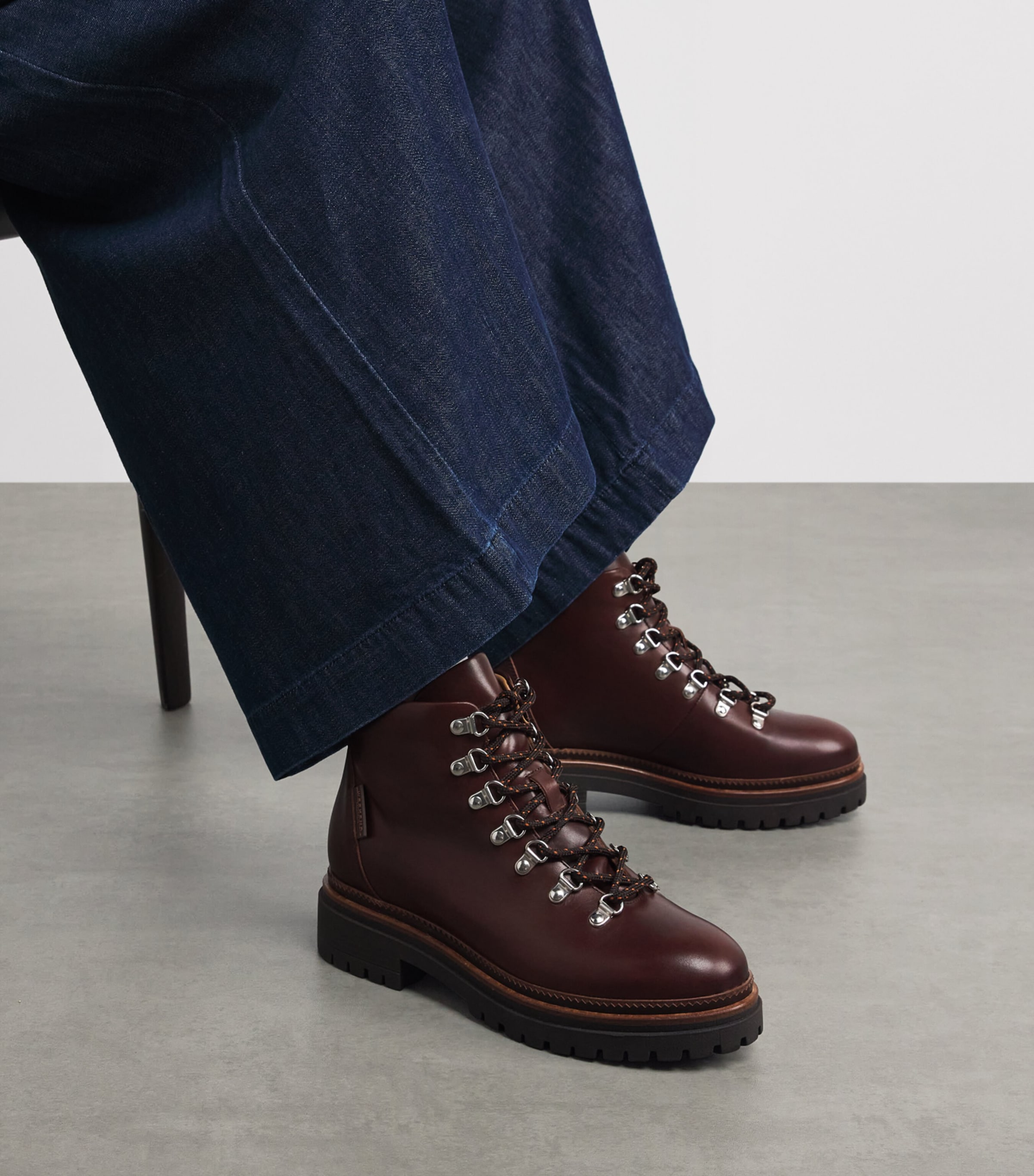 Leather Lace-Up Ankle Boots TOBACCO Image 2