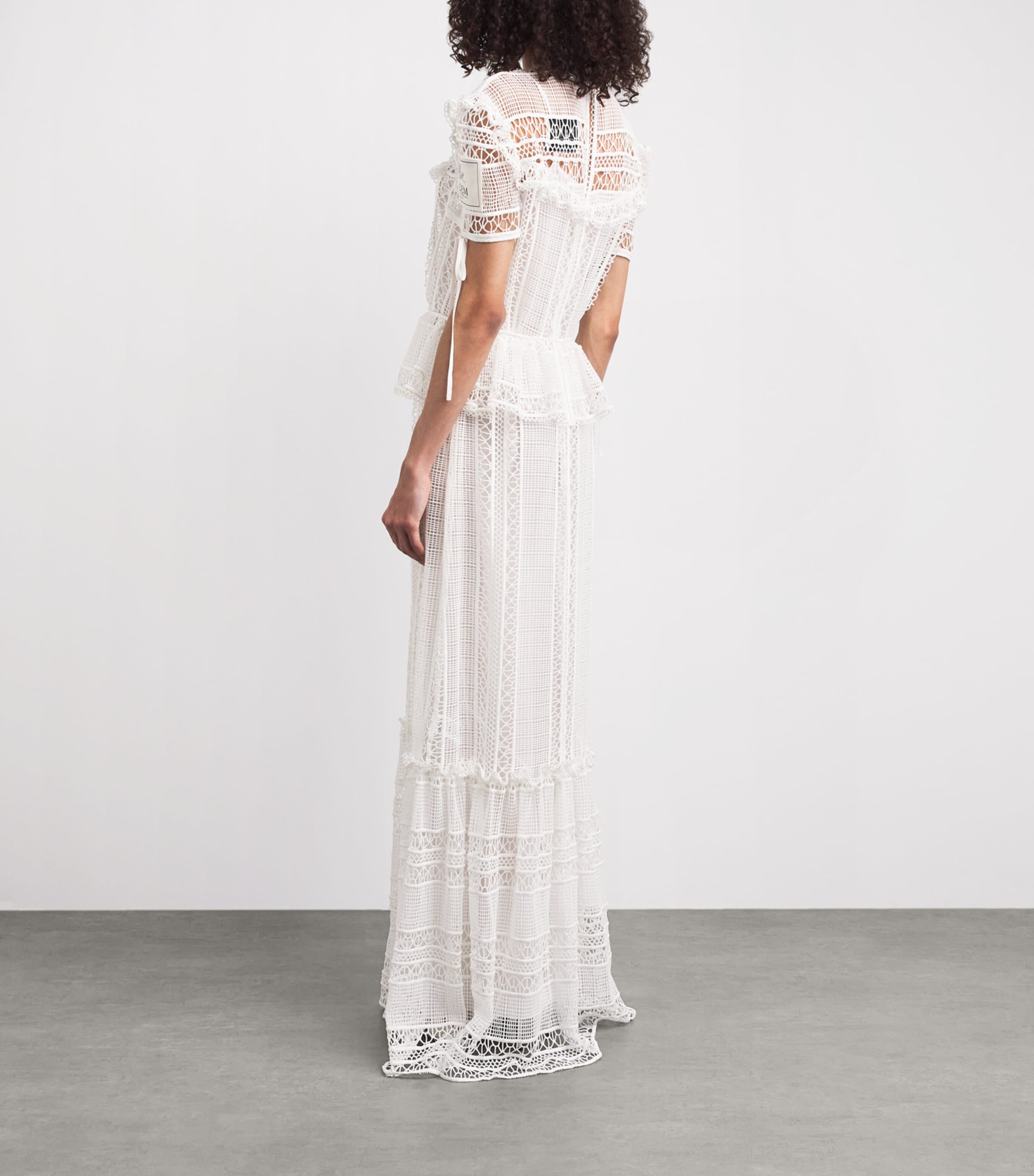 Erdem Womens Cotton Lace Ruffle Gown Off White Image 4