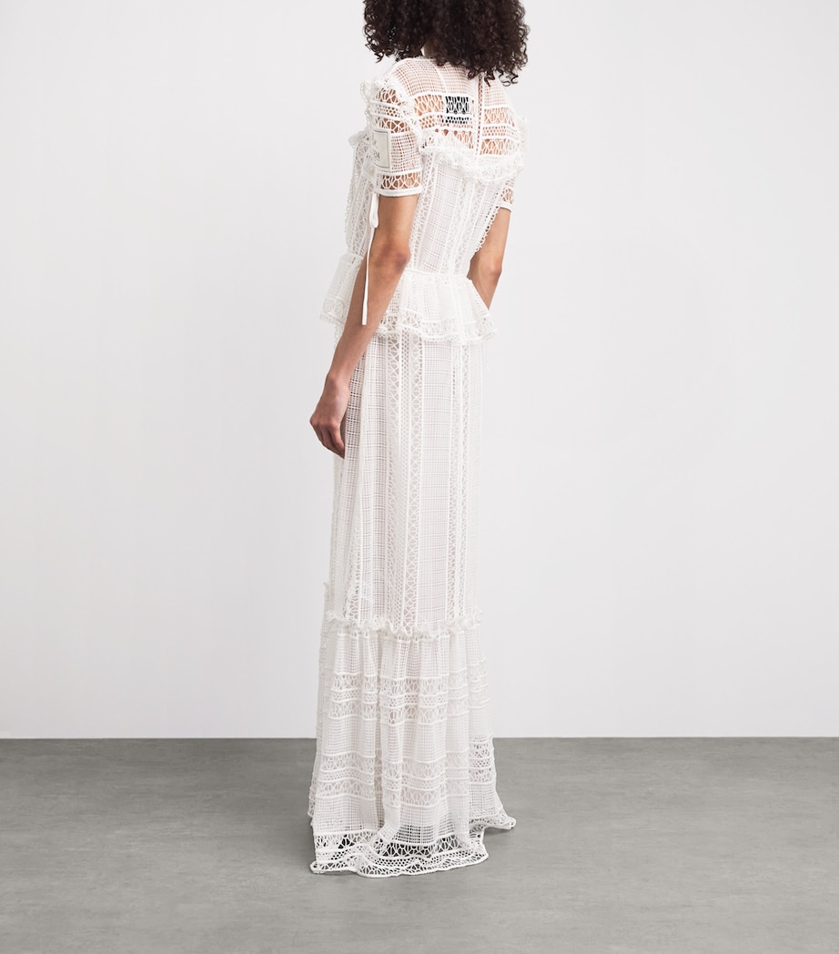 Erdem Womens Cotton Lace Ruffle Gown Off White Image 4