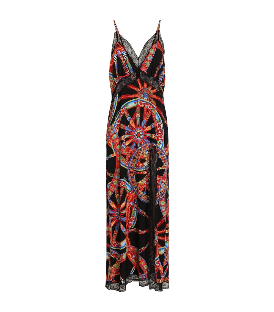 Dolce&Gabbana Womens Silk-Blend Carretto Print Maxi Dress Ruote Carretto Image 1