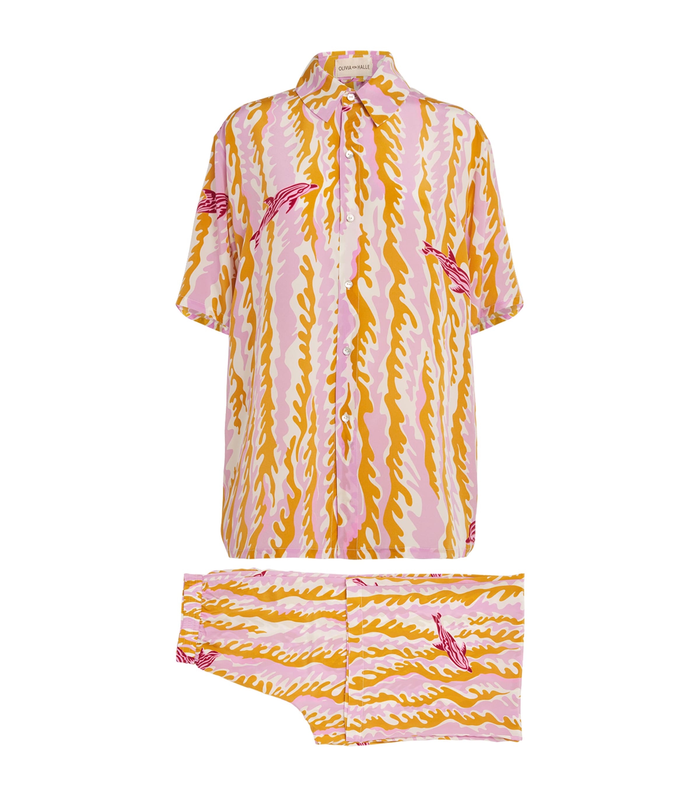 Olivia Von Halle Silk Alabama Mira Pyjama Set In Brown