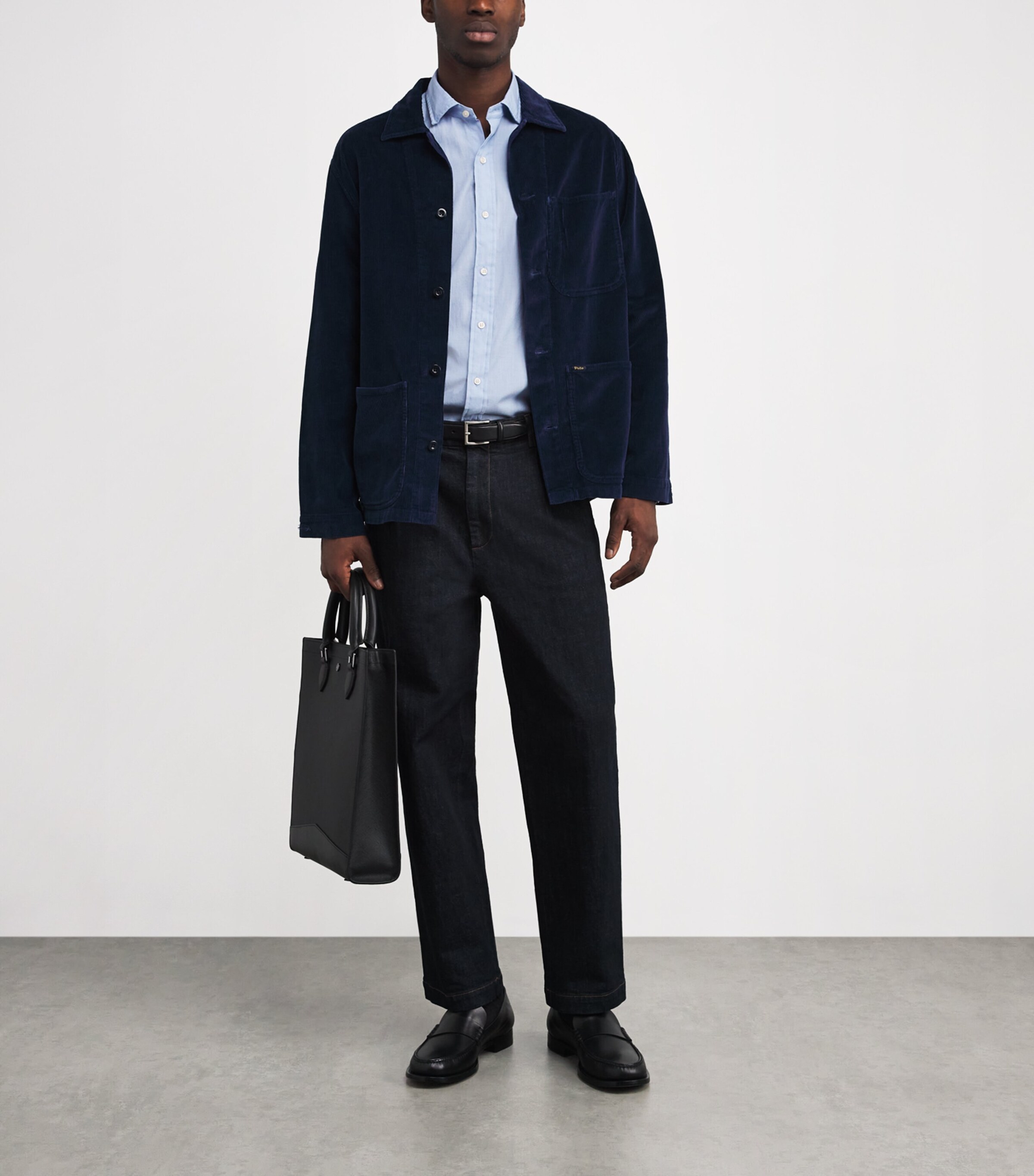 Cotton End-on-End Shirt BLUE WHITE Image 2