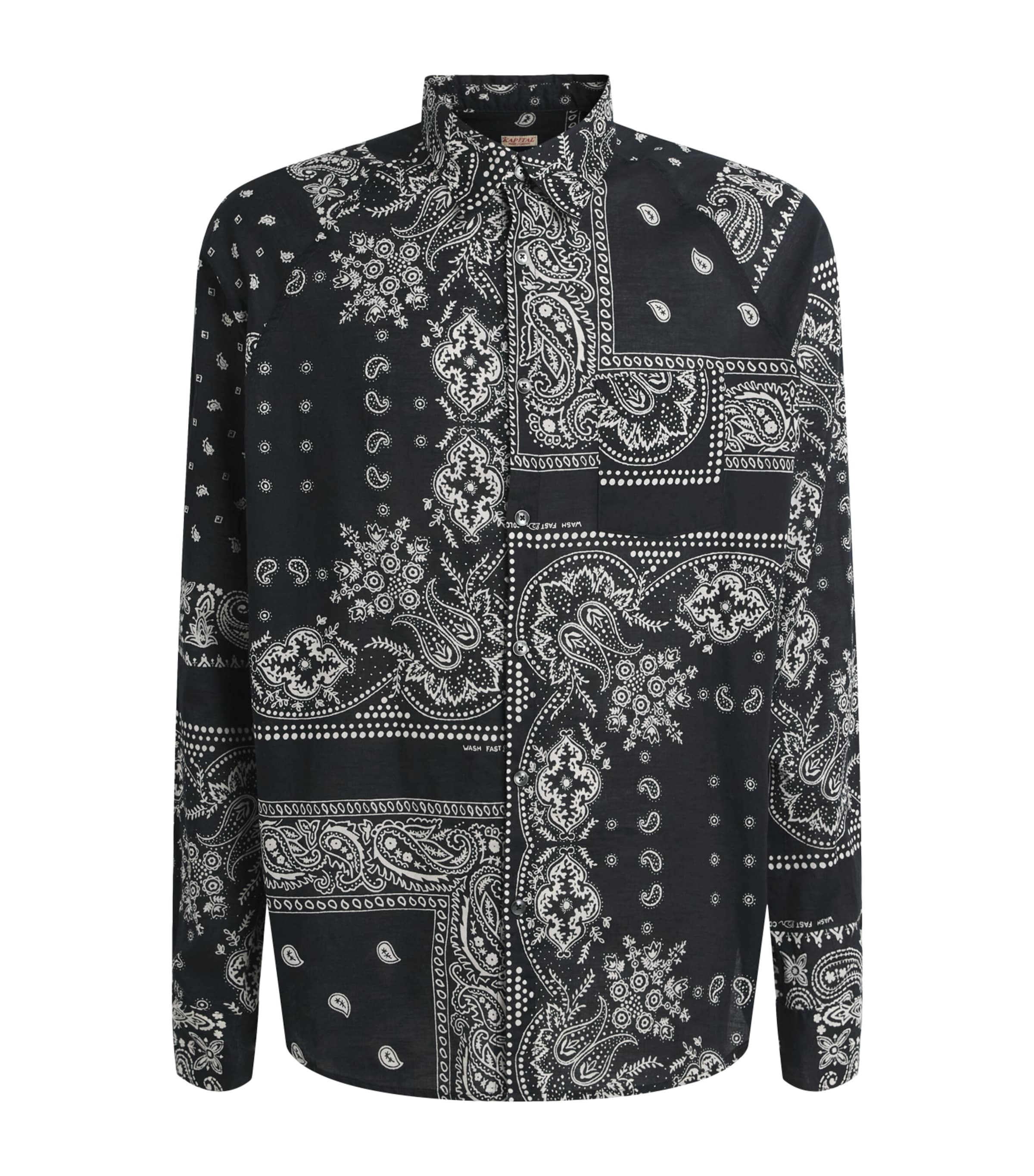 Kapital Mens Cotton Paisley Bandana Patchwork Shirt Black Image 1