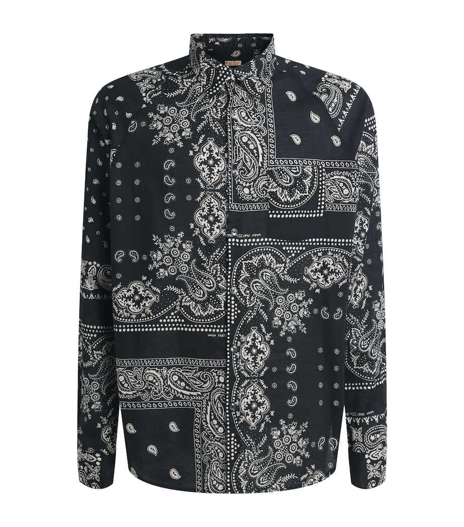 Kapital Mens Cotton Paisley Bandana Patchwork Shirt Black Image 1