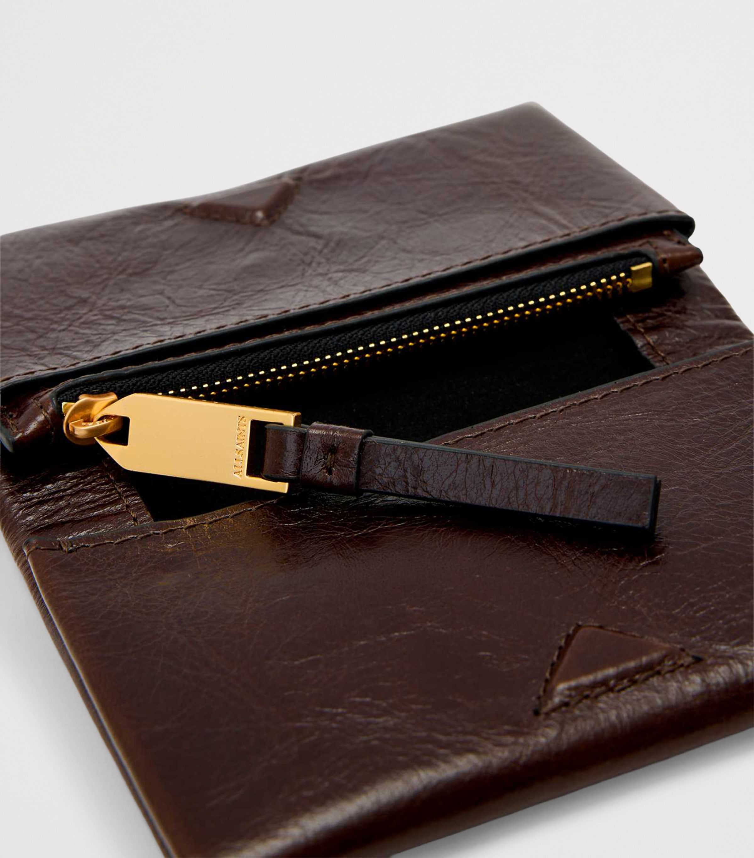 AllSaints Leather Harluna Wallet Cognac Brown Image 3