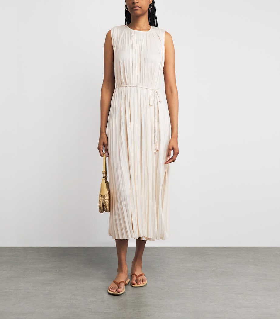Ulla Johnson Womens Satin Pleated Fianna Midi Dress Cowrie Image 2