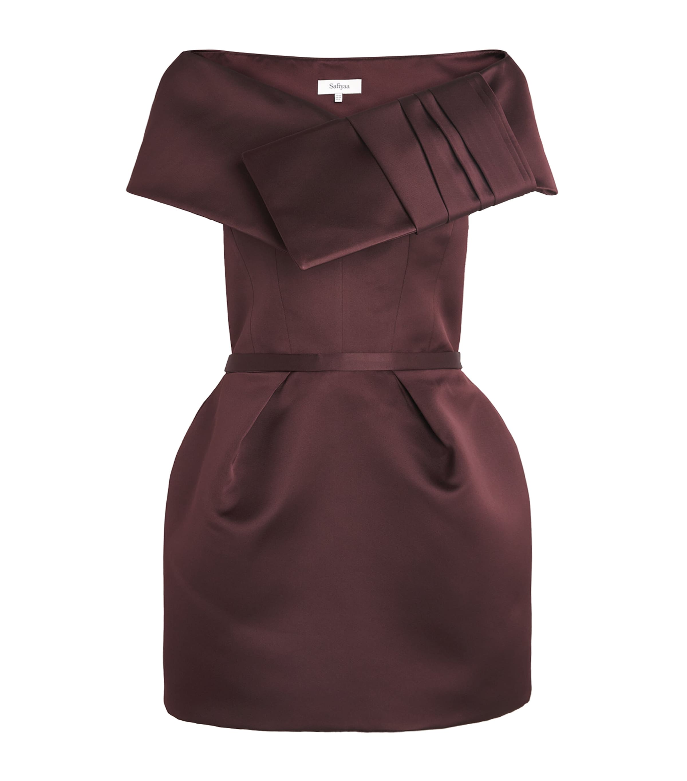 Safiyaa Duchesse Satin Senka Mini Dress In Burgundy
