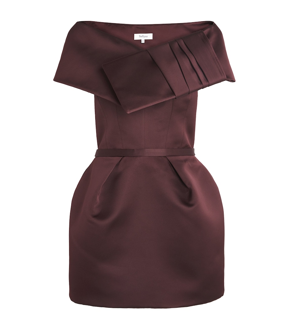 Safiyaa Womens Duchesse Satin Senka Mini Dress Wine Image 1