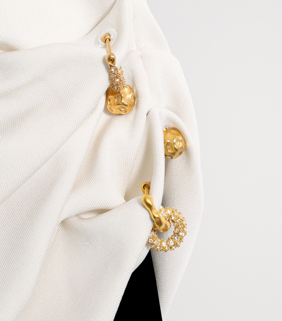 Schiaparelli Womens Asymmetric Piercings Mini Dress Ecru Image 7