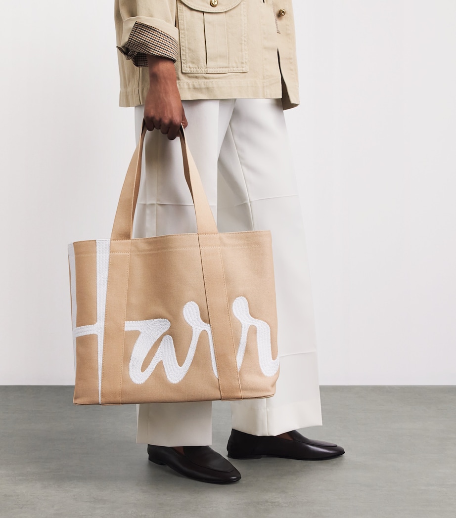 Harrods Medium Logo Tote Bag Neutral Image 4