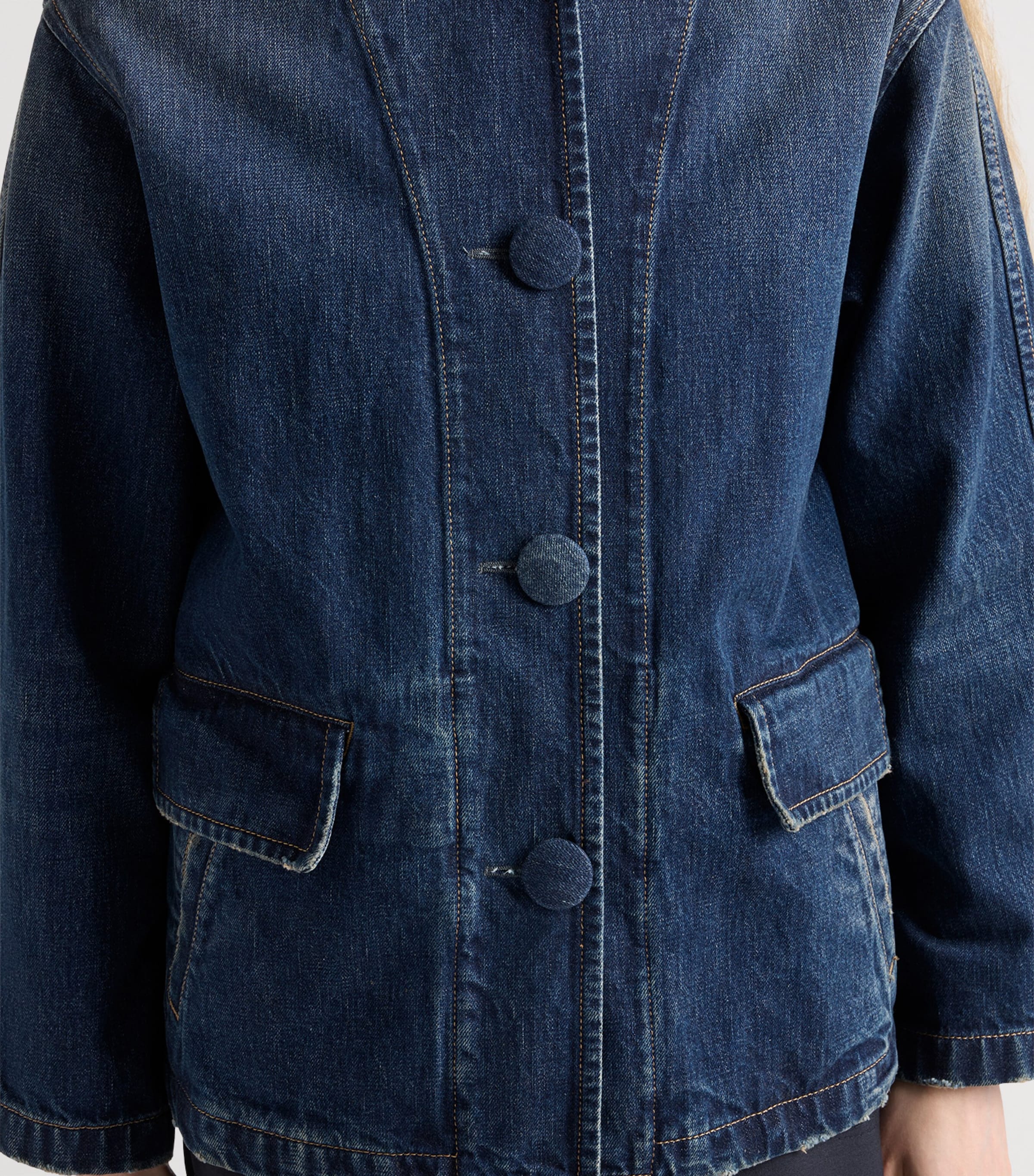 Washed Blouson Denim Jacket F0008 Image 3