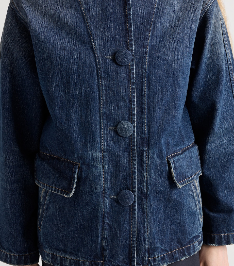 Washed Blouson Denim Jacket F0008 Image 3