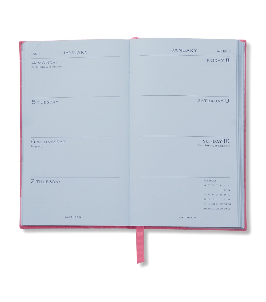 Smythson Leather Panama Weekly Diary 2027 Flamingo Image 2