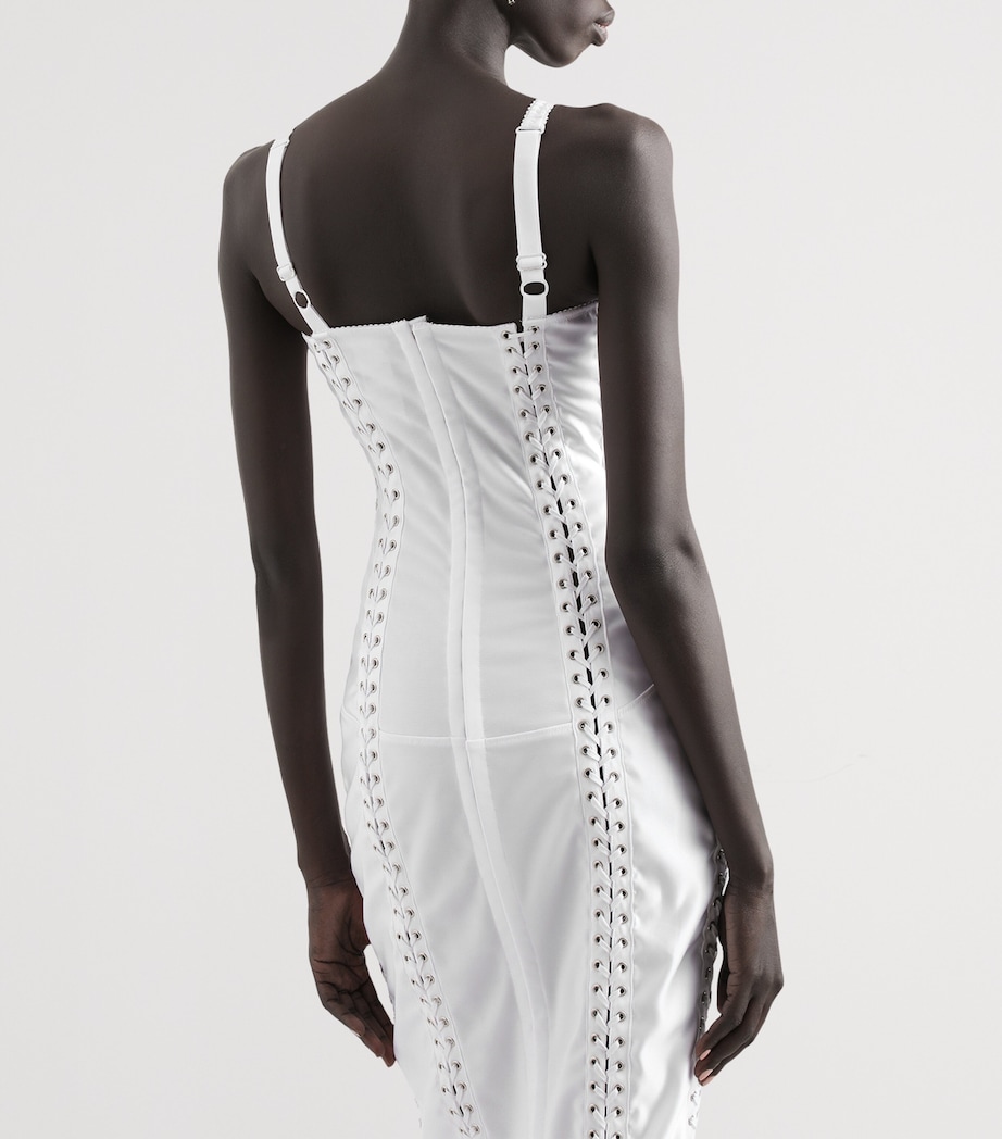 Dolce&Gabbana Womens Satin Corset-Detail Midi Dress Optical White Image 5