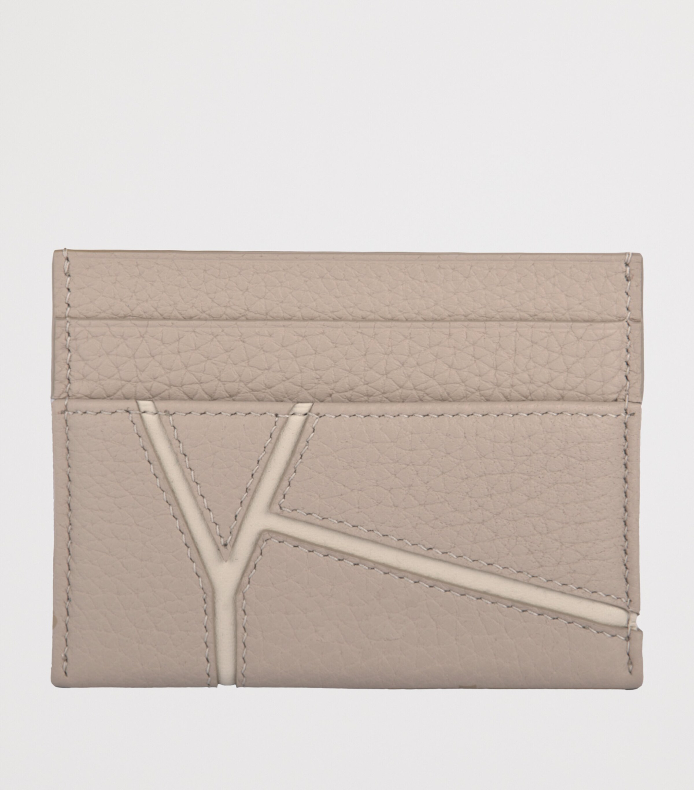 Small Leather Diamond Card Holder GREIGE Image 3