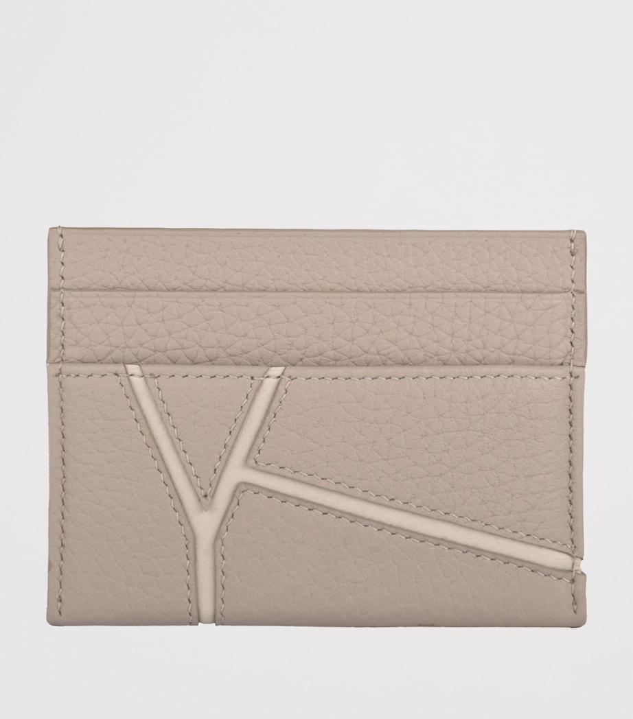 Small Leather Diamond Card Holder GREIGE Image 3