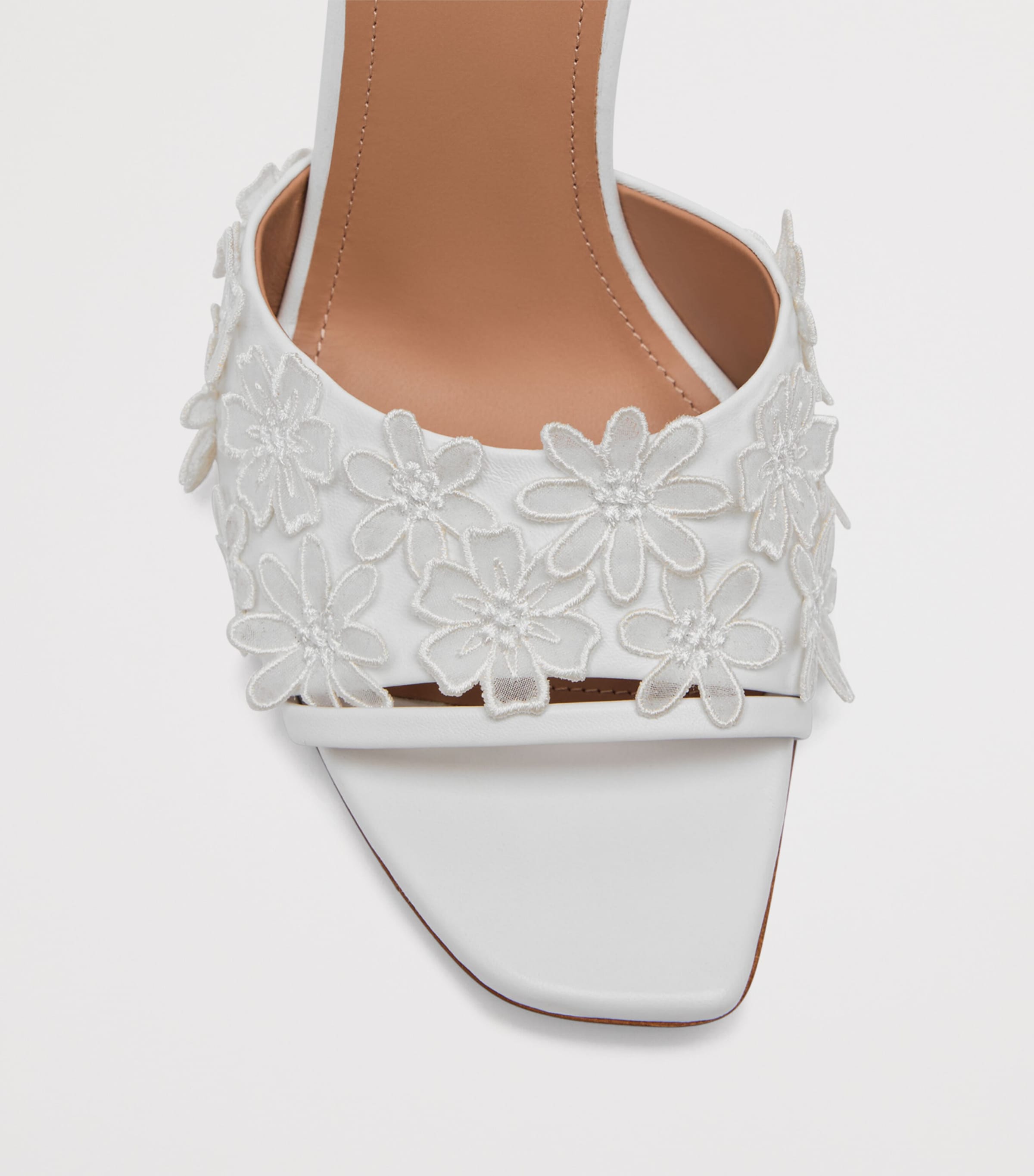 Malone Souliers Leather Flower-Embellished Roxanne Sandals 90 White Image 5