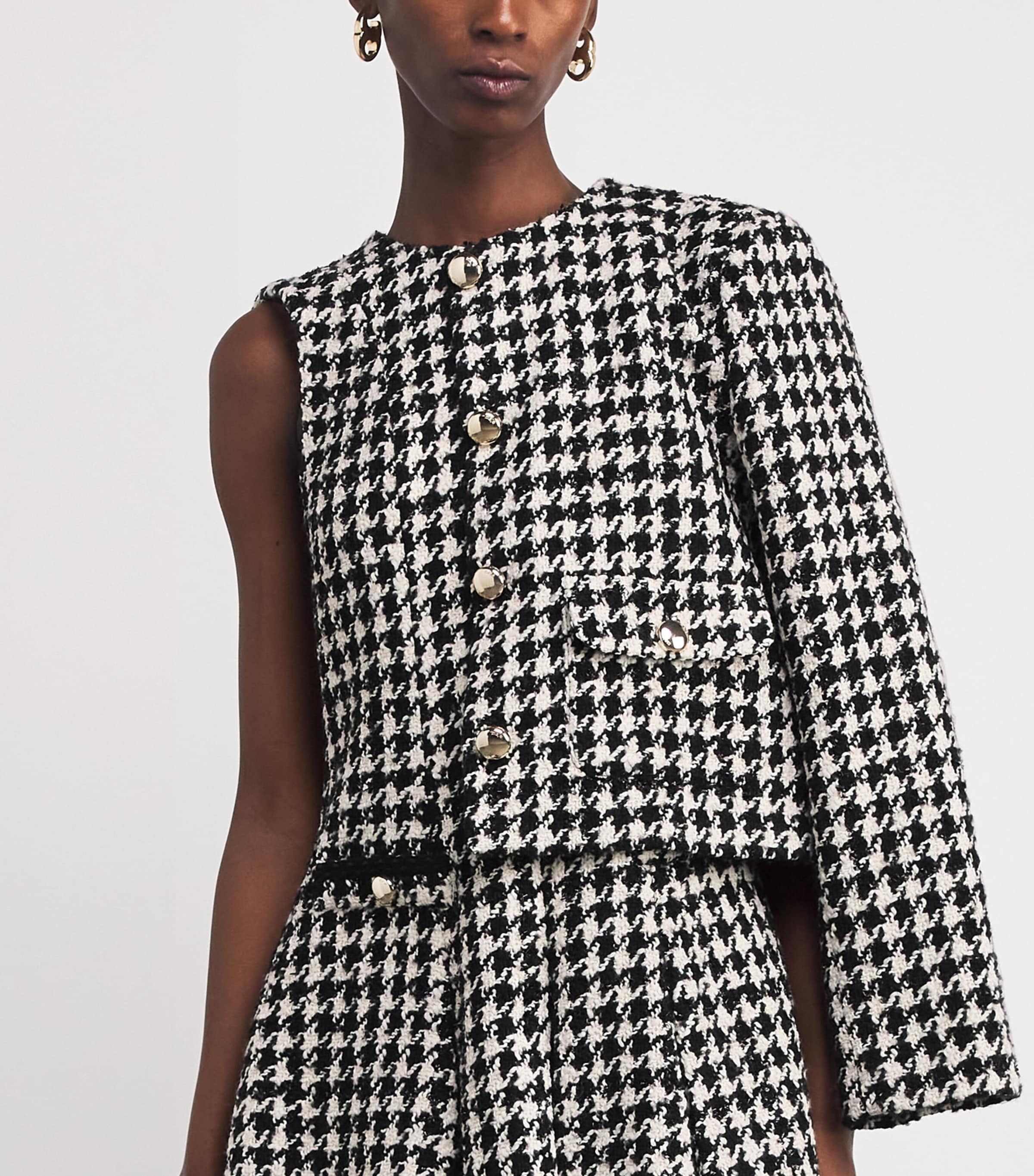Tweed Houndstooth Mini Dress BLACK / WHITE Image 6