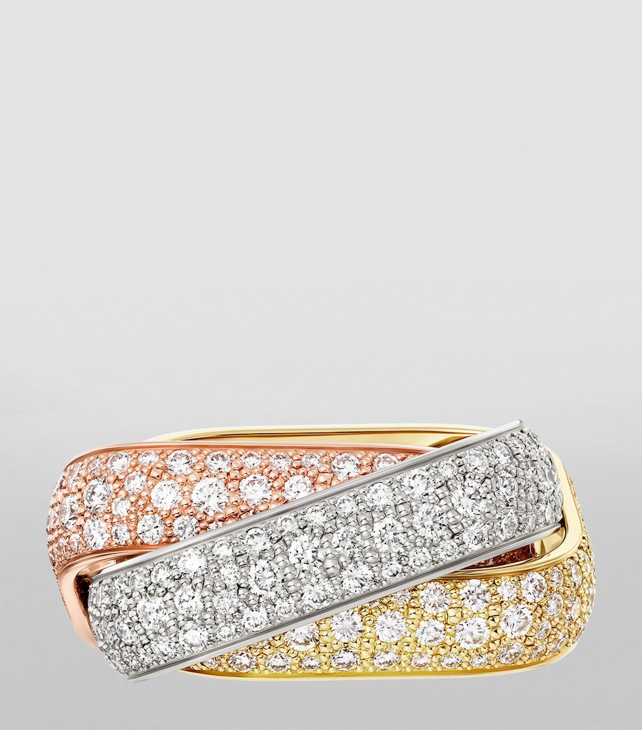 Large Yellow, White, Rose Gold and Diamond Trinity Ring MIXED GOLD Image 3