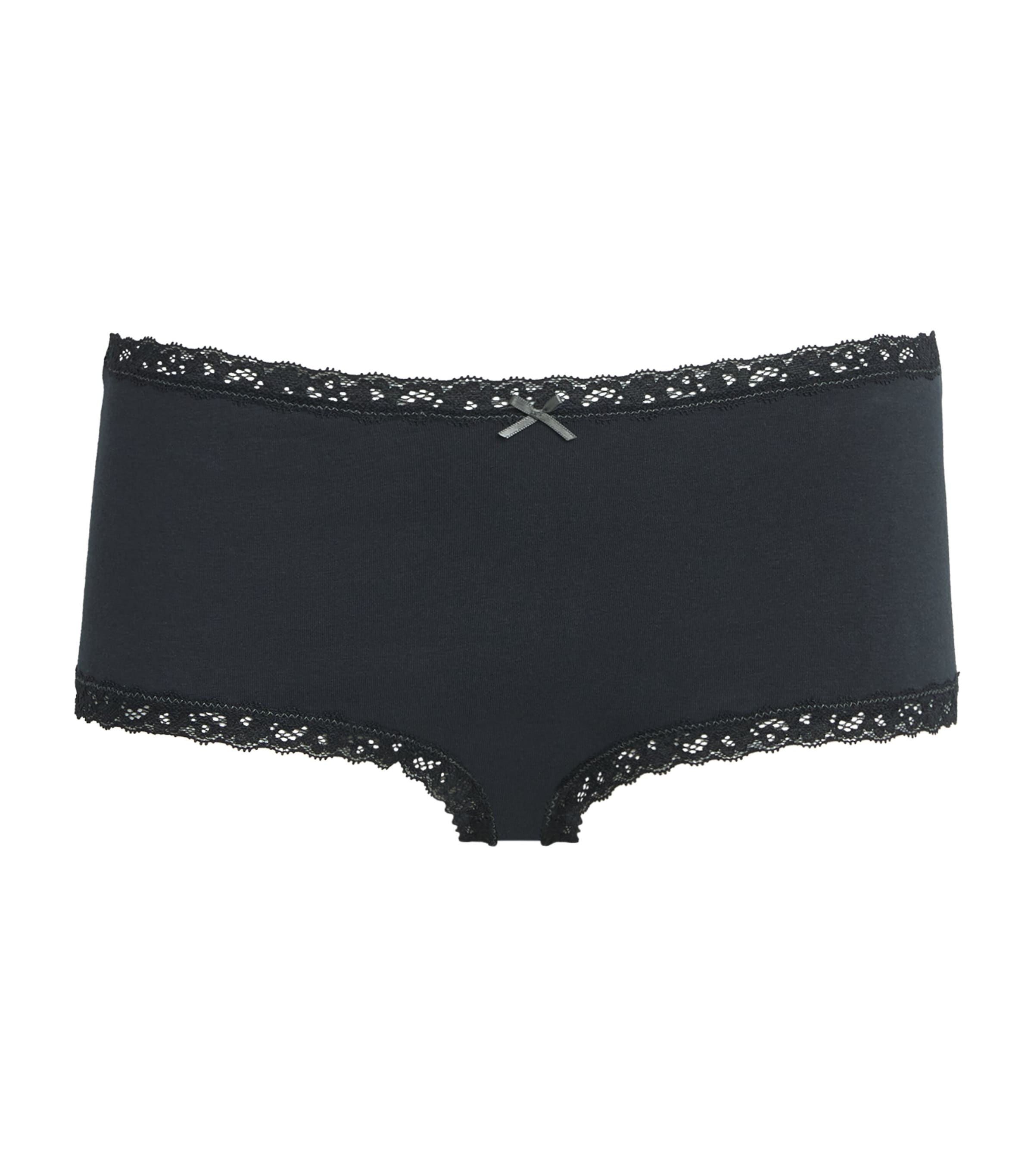 Skims Womens Lace-Trim Boy Shorts Briefs Soot Tonal Image 1